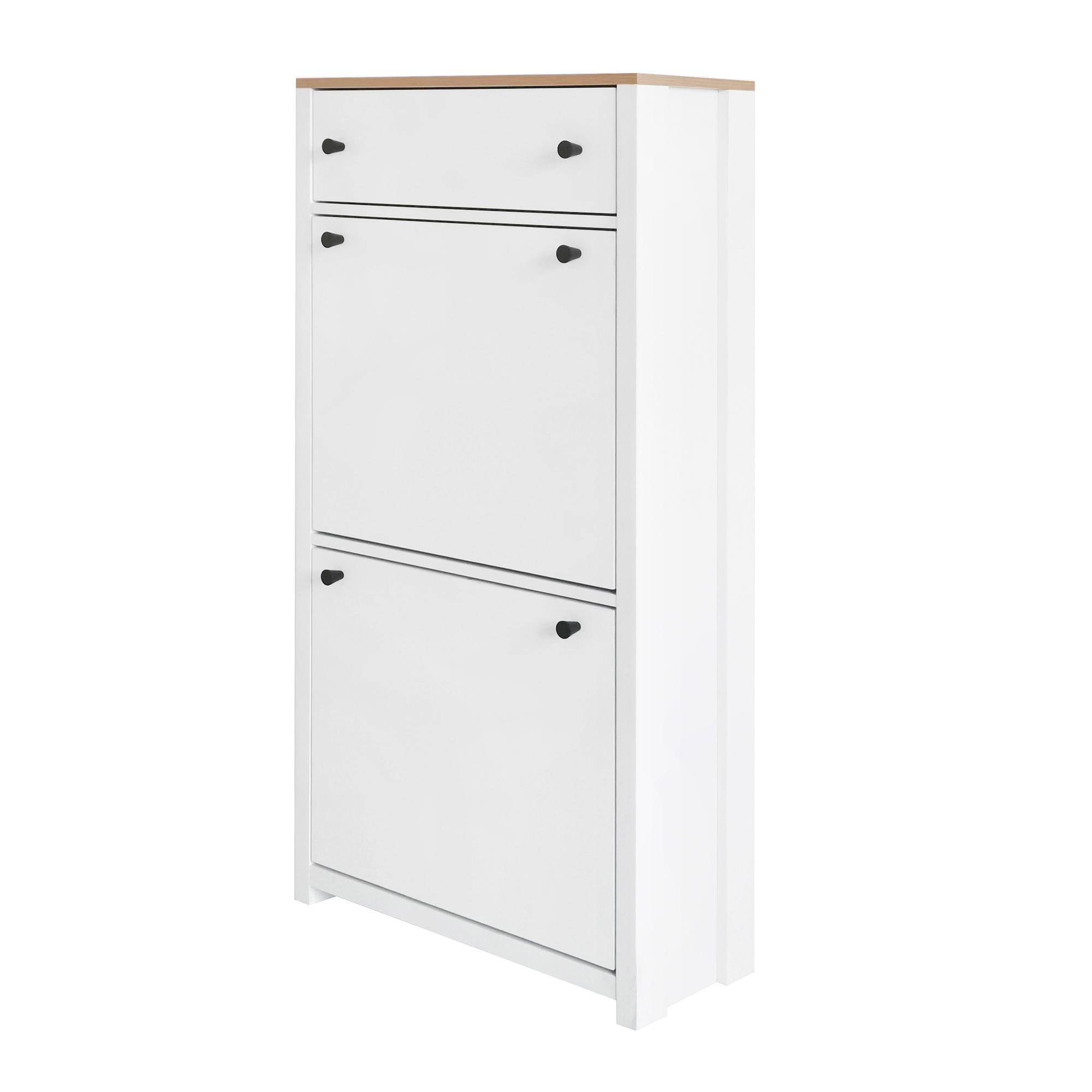 Modern Slim Shoe Cabinet Set with 4 Flip Drawers, White