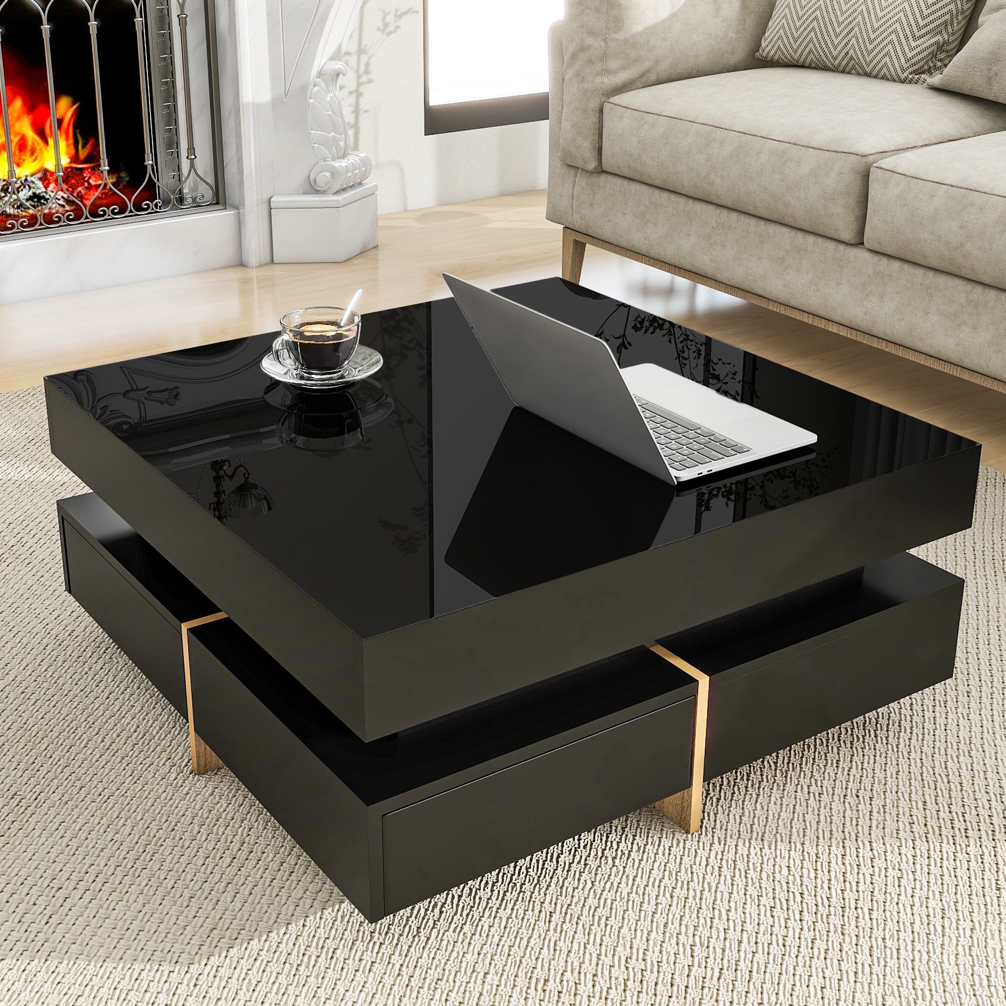 A361◆SQUARE ROOTS QUATTRO COFFEE TABLE◆ Multi-functional Square Coffee Table with 360° Rotating Top