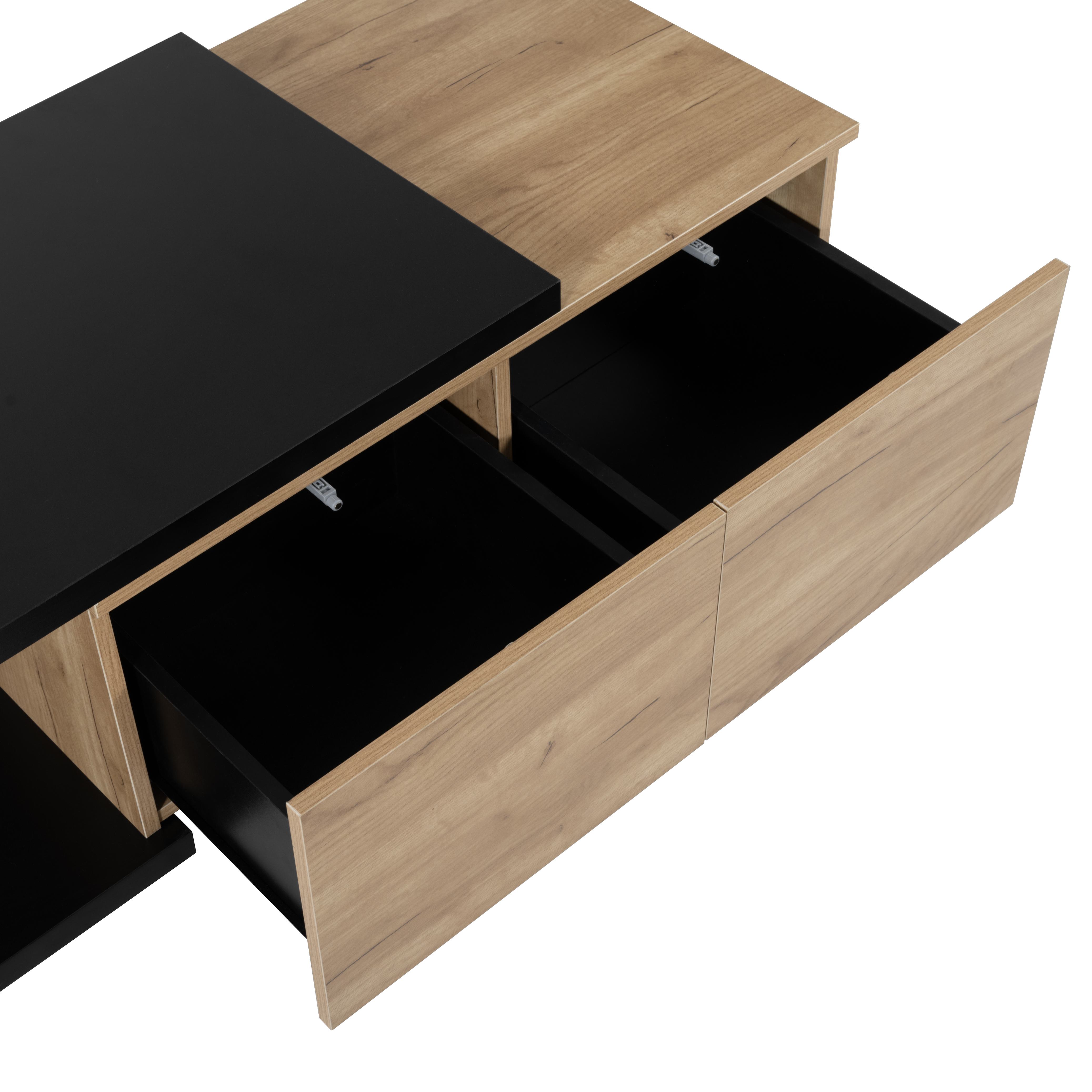 Vinsetto Extendable Coffee Table with 2 Storage Drawers, Dual-tone