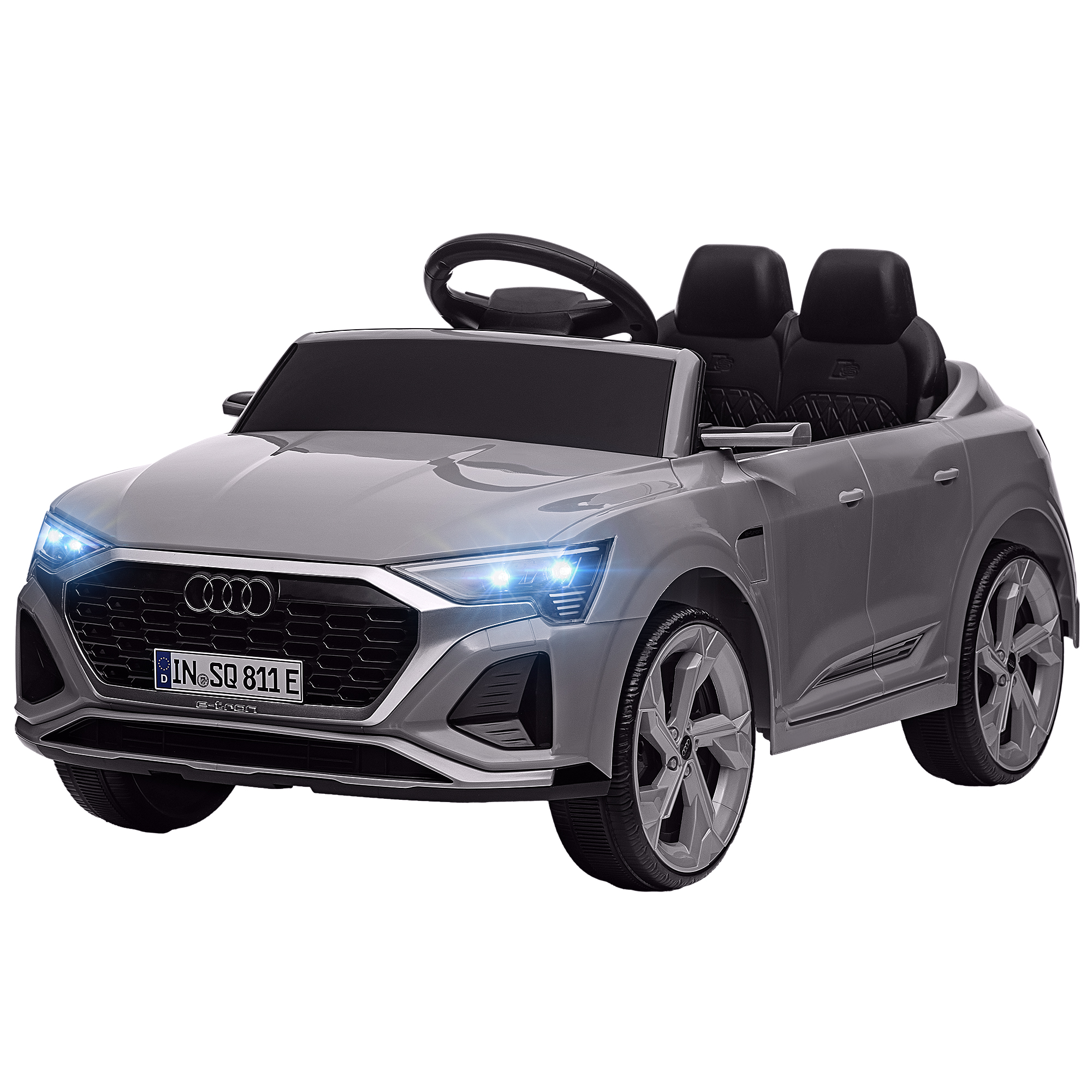 Qaba Audi Q8 e-tron Sportback Licensed 12V Battery Powered Kids Electric Car w/ Spring Suspension, Soft Start, Gray