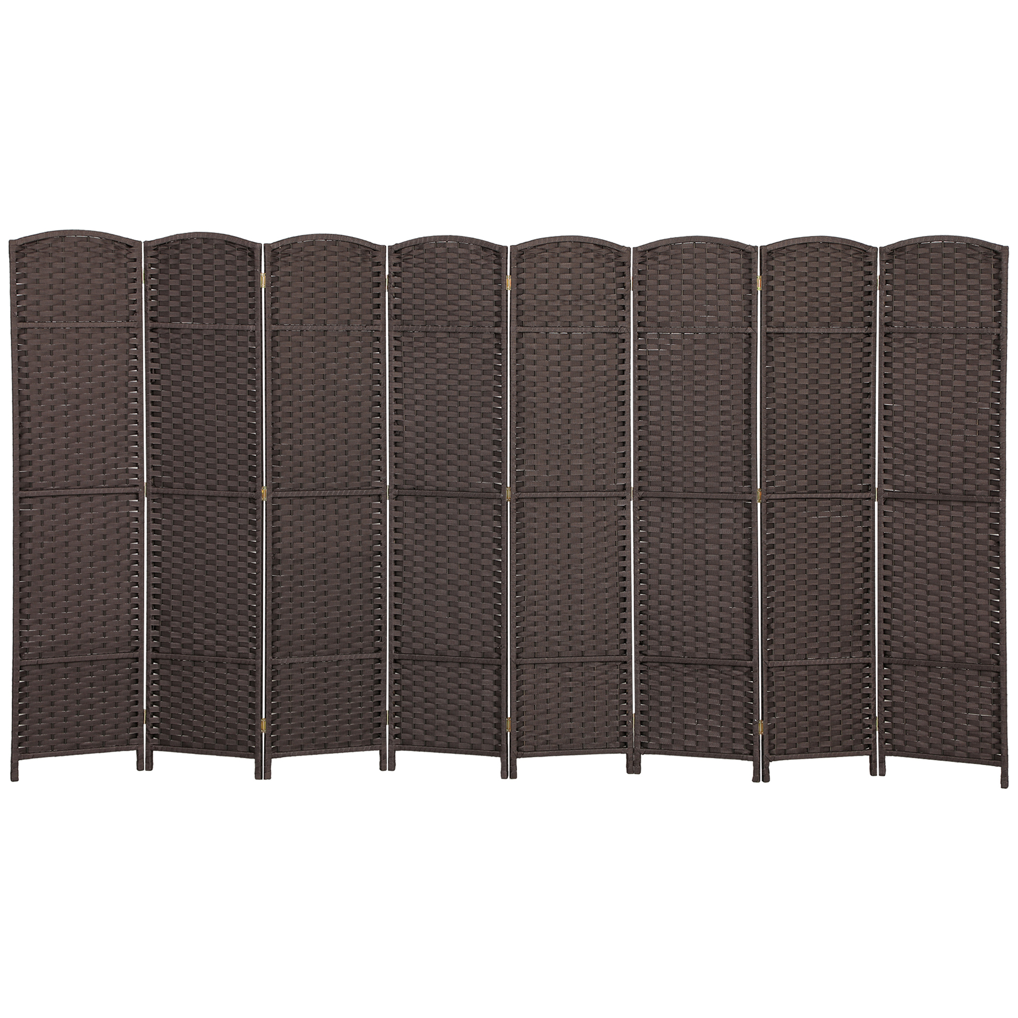 HOMCOM Folding Room Divider Screen 8 Panel 5.6 &#039; Tall Privacy Screen Freestanding Room Partition for Home Office, Brown