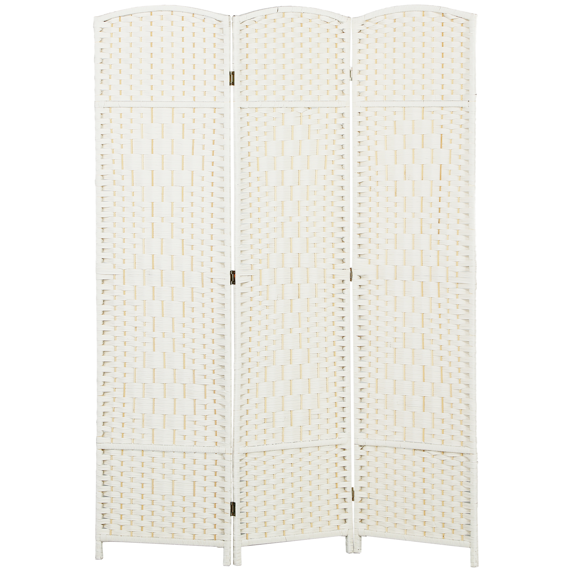 HOMCOM Folding Room Divider Screen 3 Panel 6&#039; Tall Privacy Screen Freestanding Wood Partition for Home Office, White
