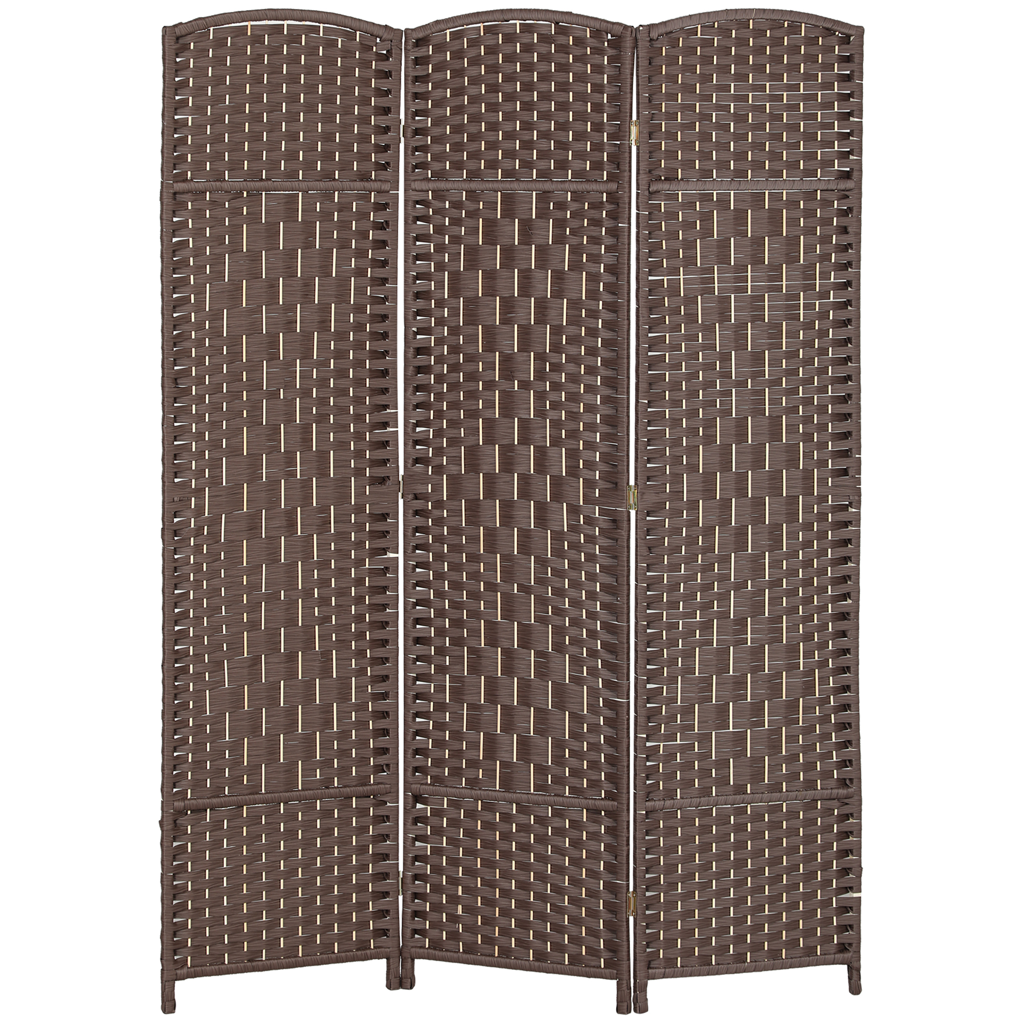 HOMCOM Folding Room Divider Screen 3 Panel 6&#039; Tall Privacy Screen Freestanding Wood Partition for Home Office, Brown