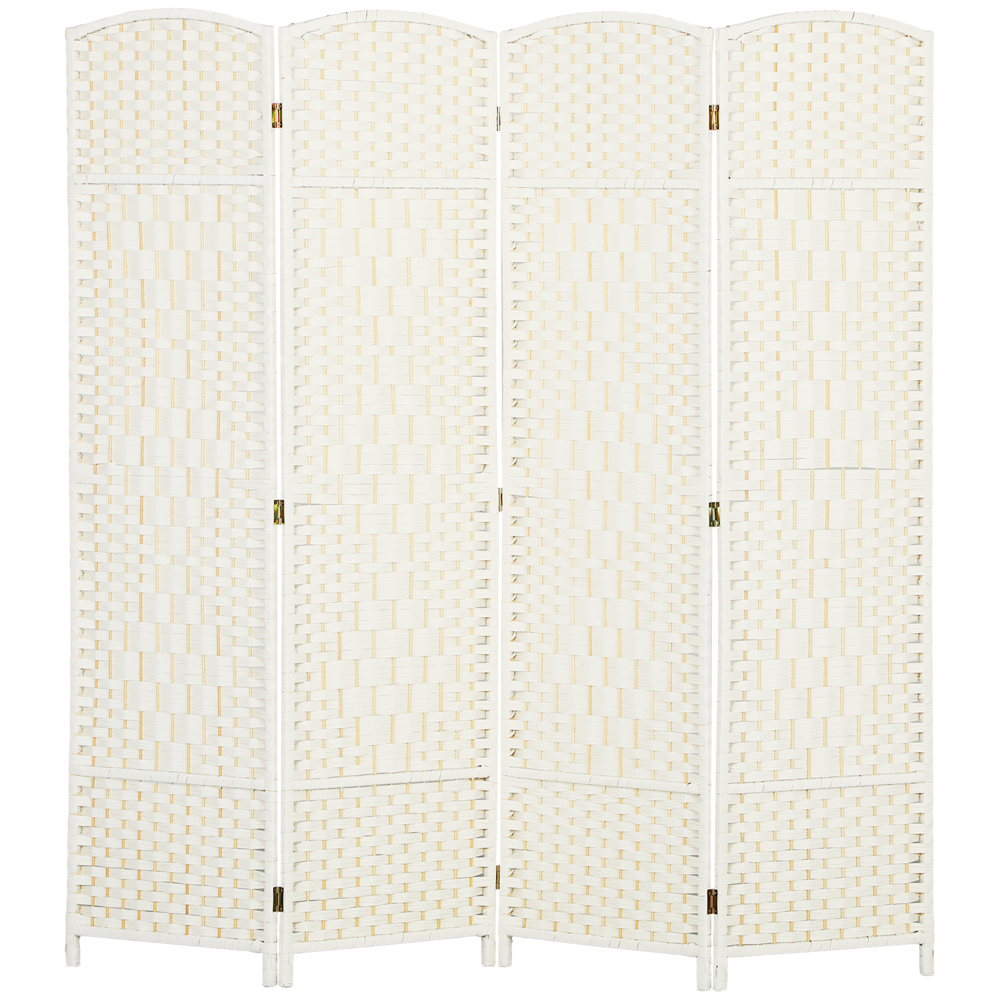 HOMCOM Folding Room Divider Screen 4 Panel 6&#039; Tall Privacy Screen Freestanding Wood Partition for Home Office, White