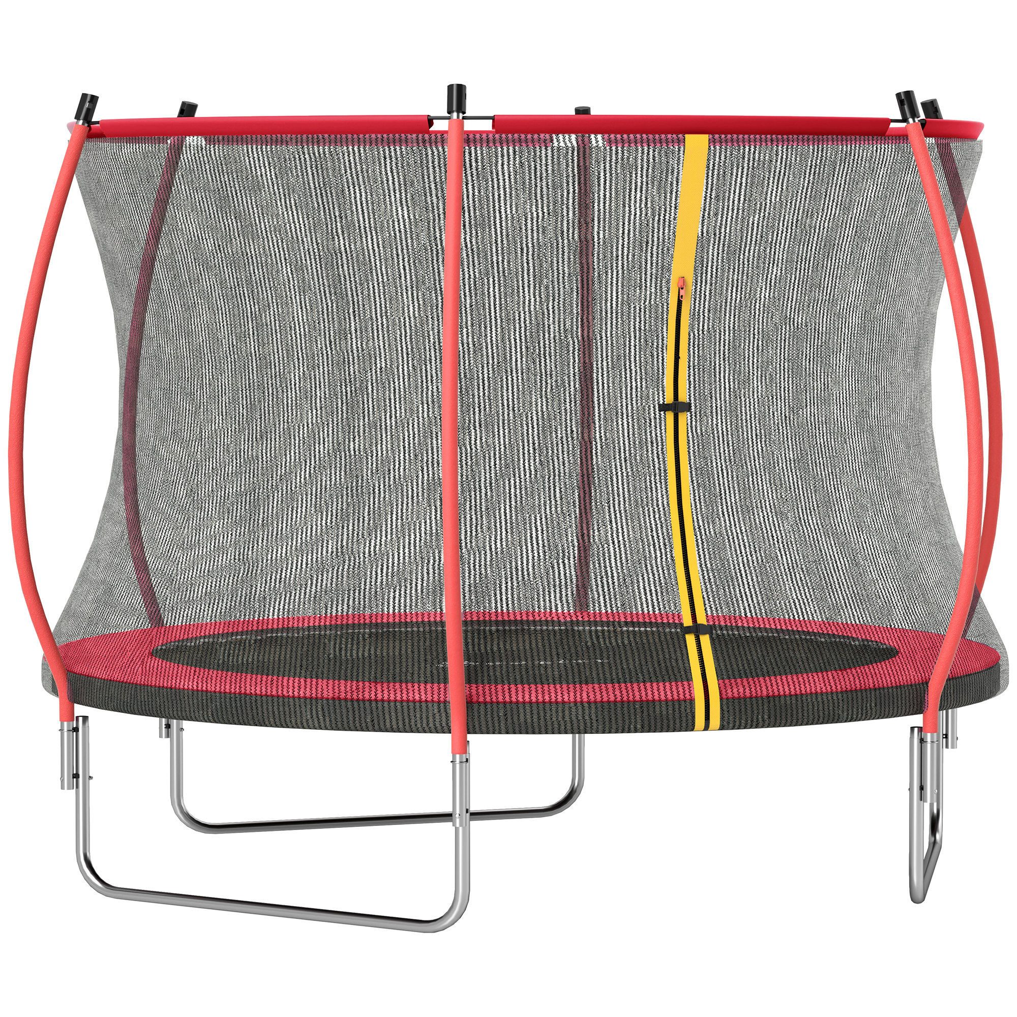 Soozier 10ft Outdoor Trampoline with Net Enclosure, Curved Poles and Safety Pad, ASTM Approved, Red