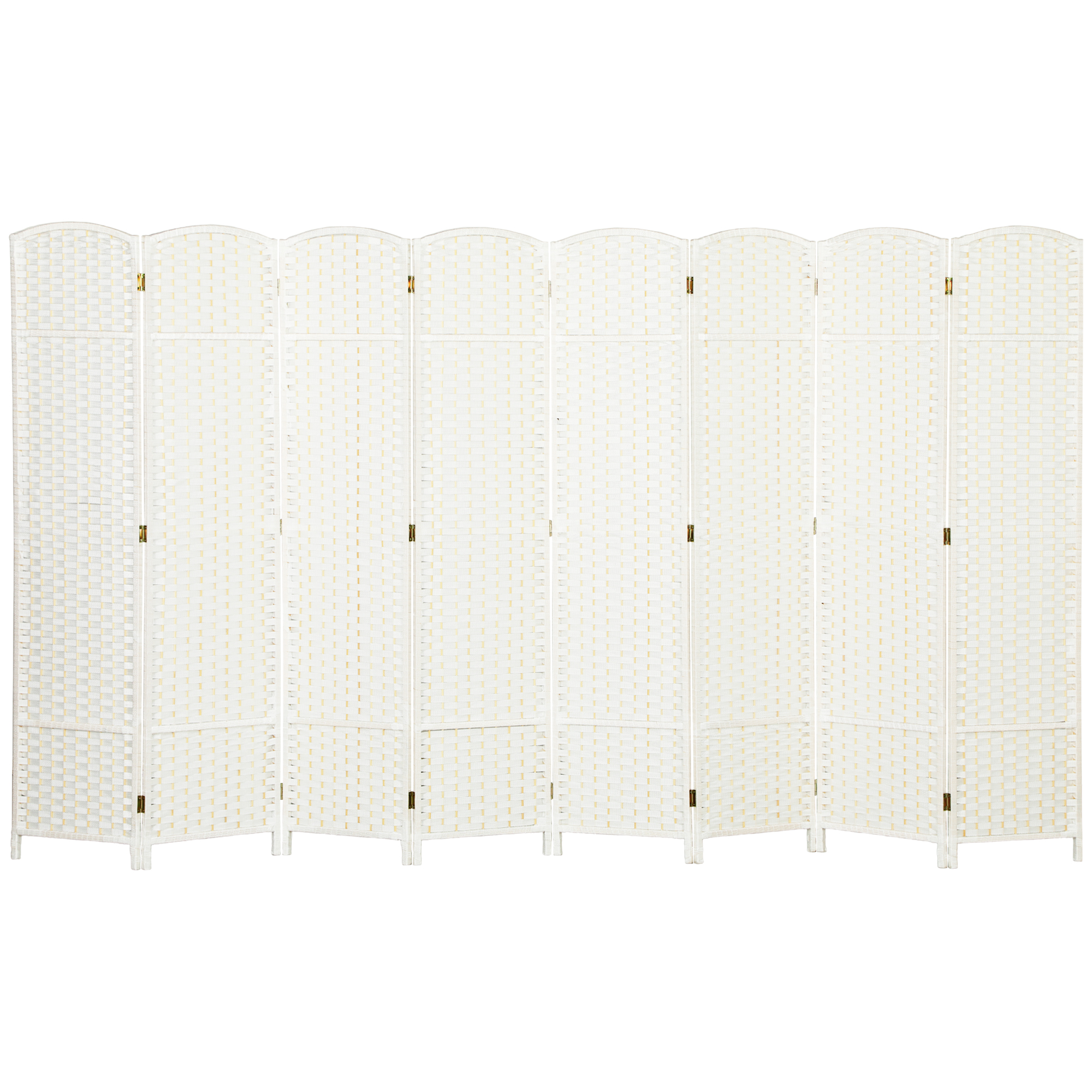HOMCOM Folding Room Divider Screen 8 Panel 5.6 &#039; Tall Privacy Screen Freestanding Room Partition for Home Office, White