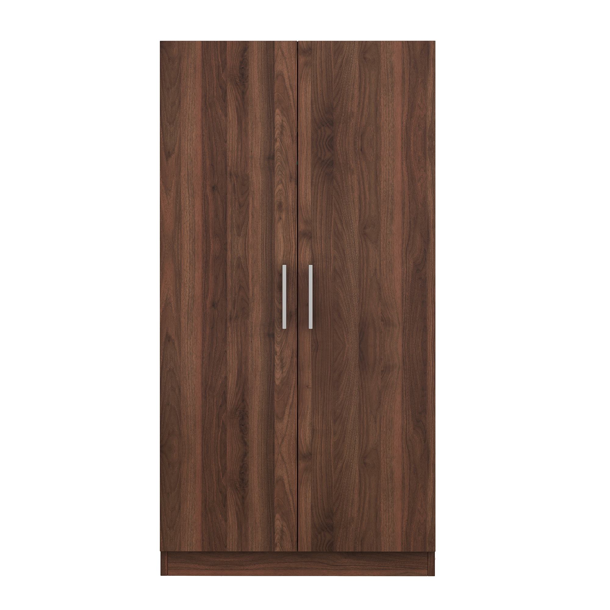 ココロ ルームウェア Mサイズ ブラウン 2-Door Wooden Wardrobe Armoire with 3 Storage Shelves, Brown