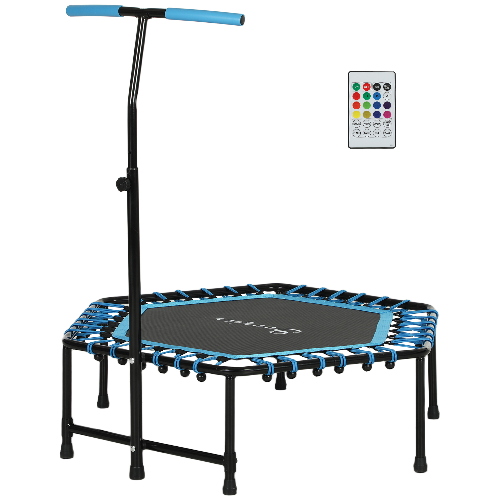 Soozier 45 Rebounder Trampoline for Adults, Quiet Bungee Rebounder with LED Lights and Adjustable Handle, Blue