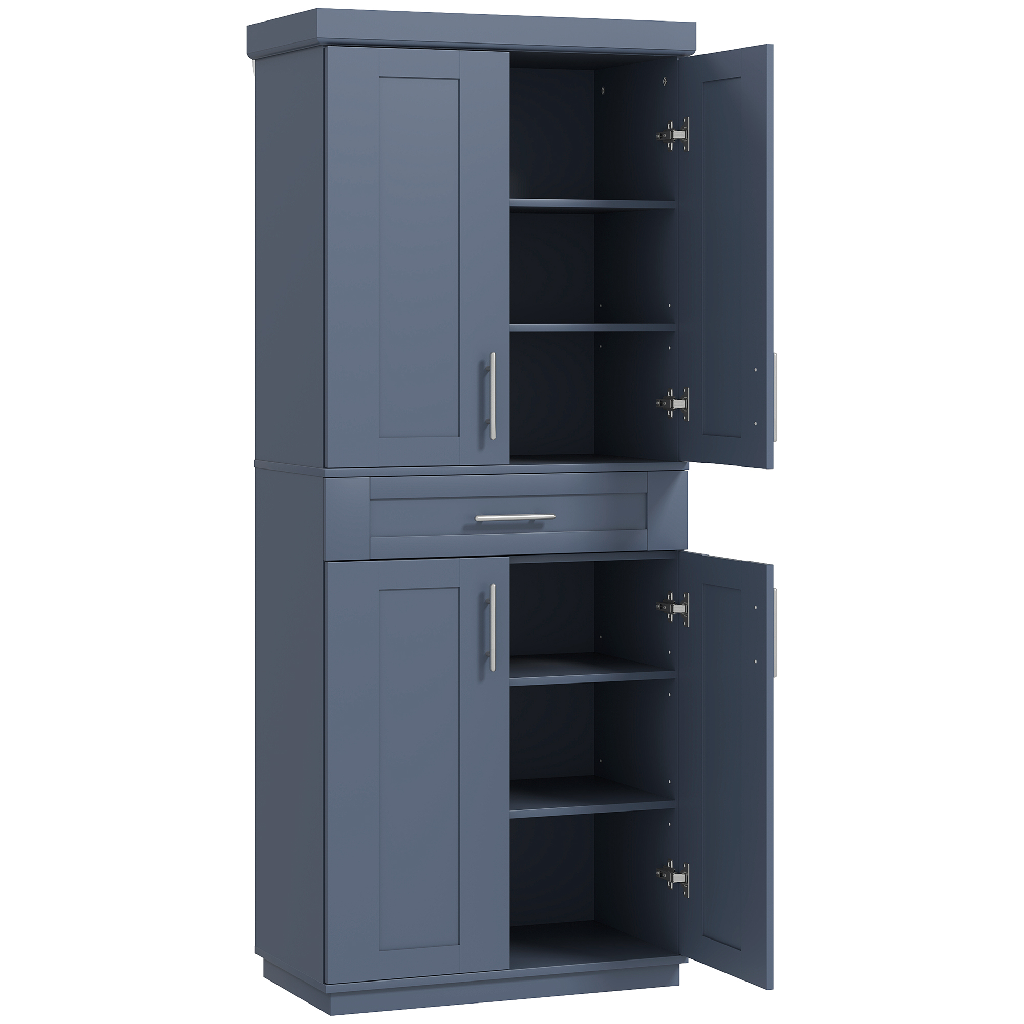 HOMCOM Modern Kitchen Pantry Freestanding Cabinet Cupboard with Doors and Drawer, Adjustable Shelving, Navy Blue
