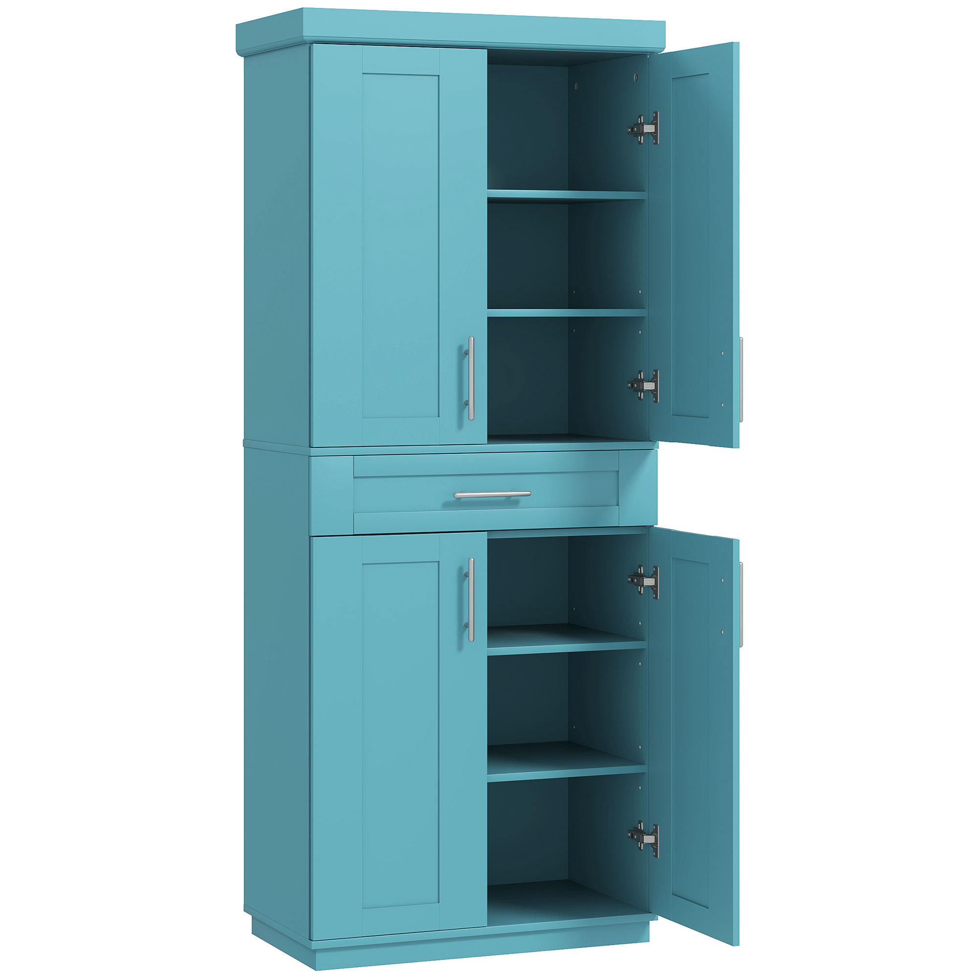 HOMCOM Modern Kitchen Pantry Freestanding Cabinet Cupboard with Doors and Drawer, Adjustable Shelving, Dark Blue