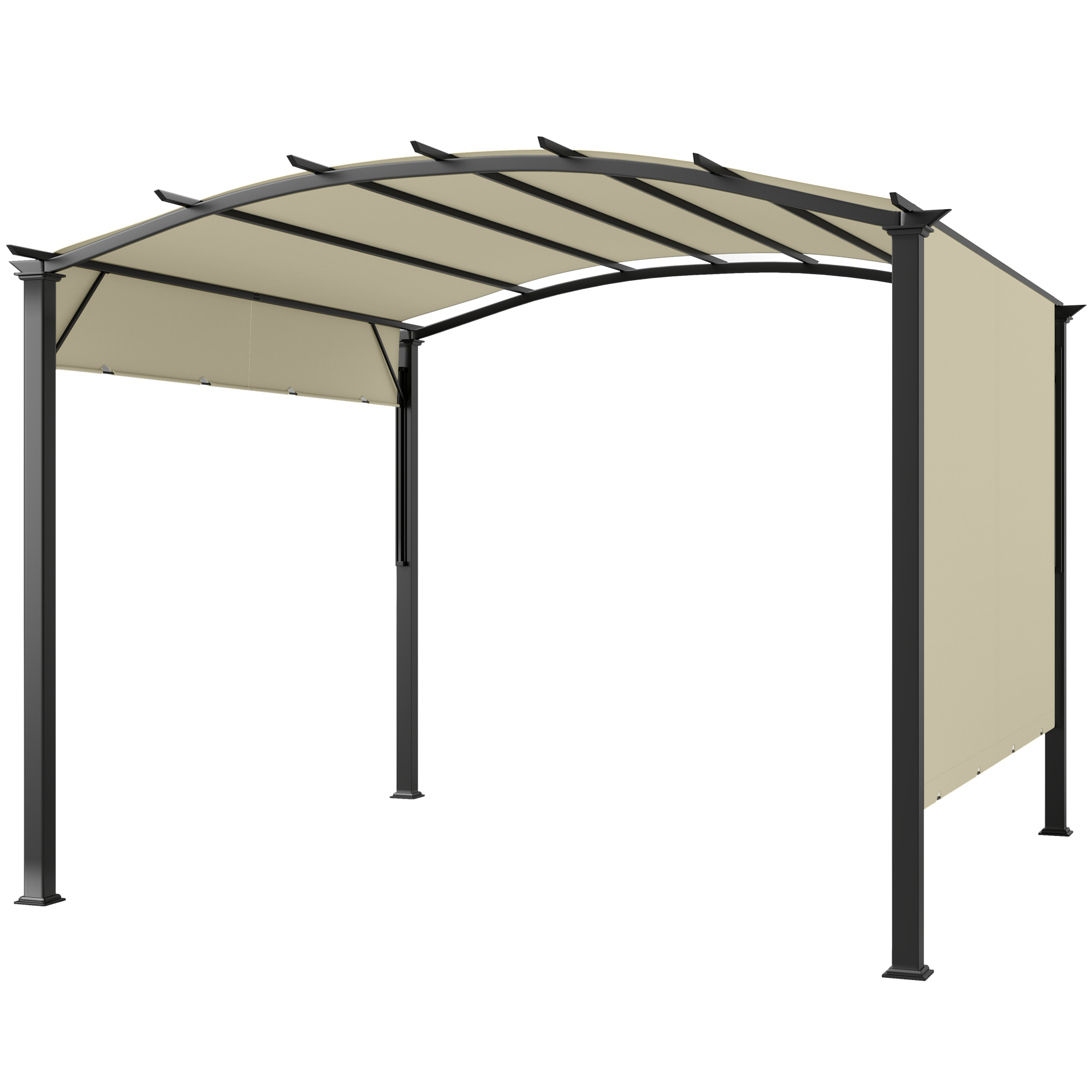 Outsunny 11x11 Retractable Pergola Beige Sun Shade Canopy UV and Waterproof Steel Frame for Garden Patio | Aosom.com