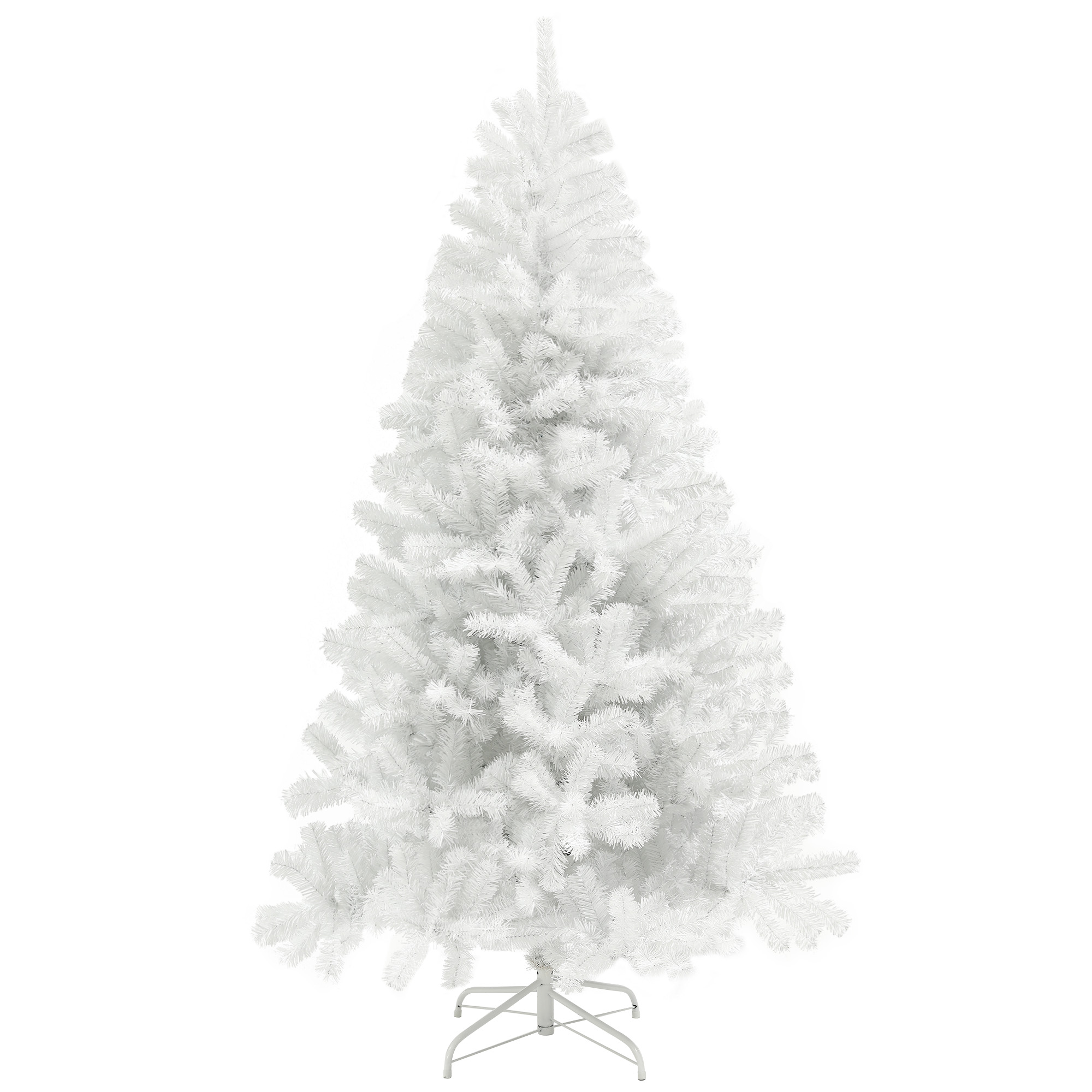 HOMCOM 9FT White Fake Christmas Tree, Unlighted Artificial Trees w/ 2132 Branch Tips, Auto Open &amp; Steel Base, Perfect for Home, Holiday | Aosom.com