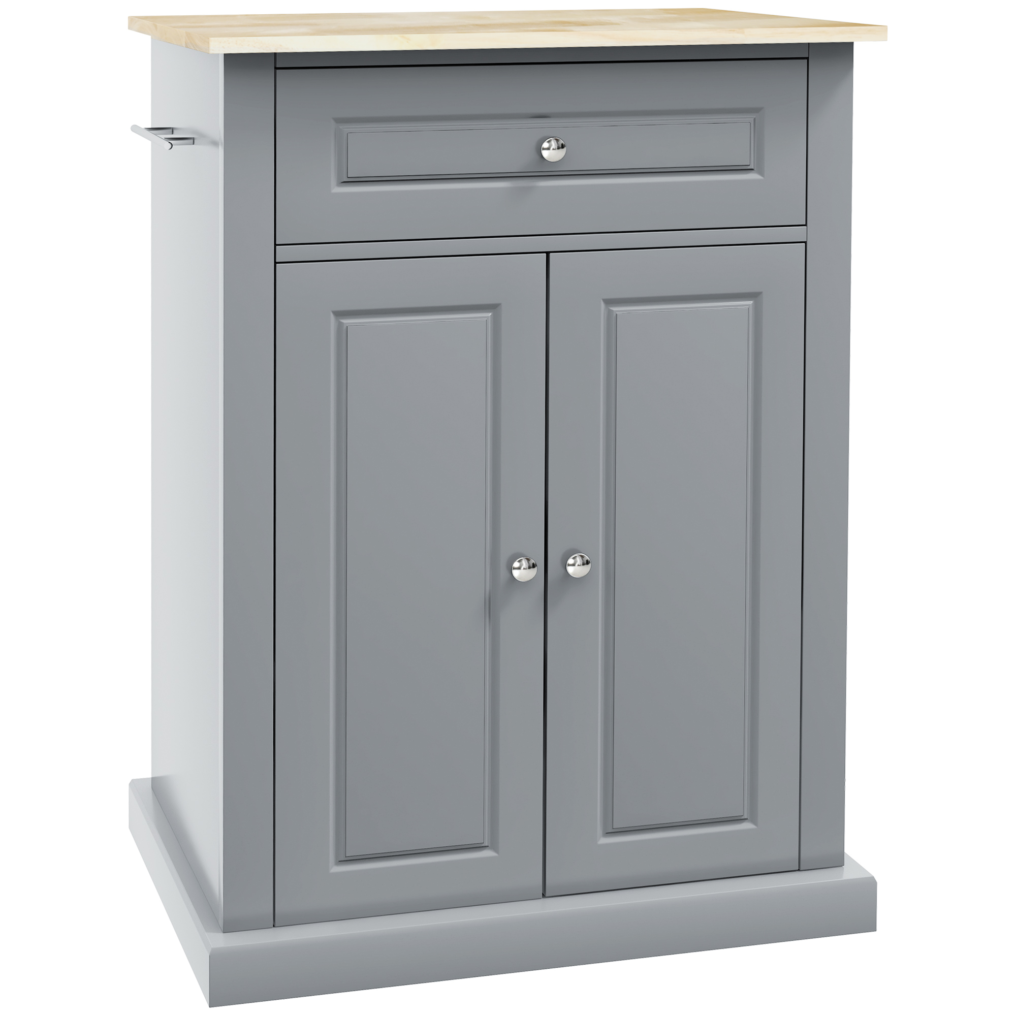 HOMCOM Gray Kitchen Cart, Rolling Island with Drawer, Adjustable Shelf &amp; 2 Towel Racks | Aosom.com
