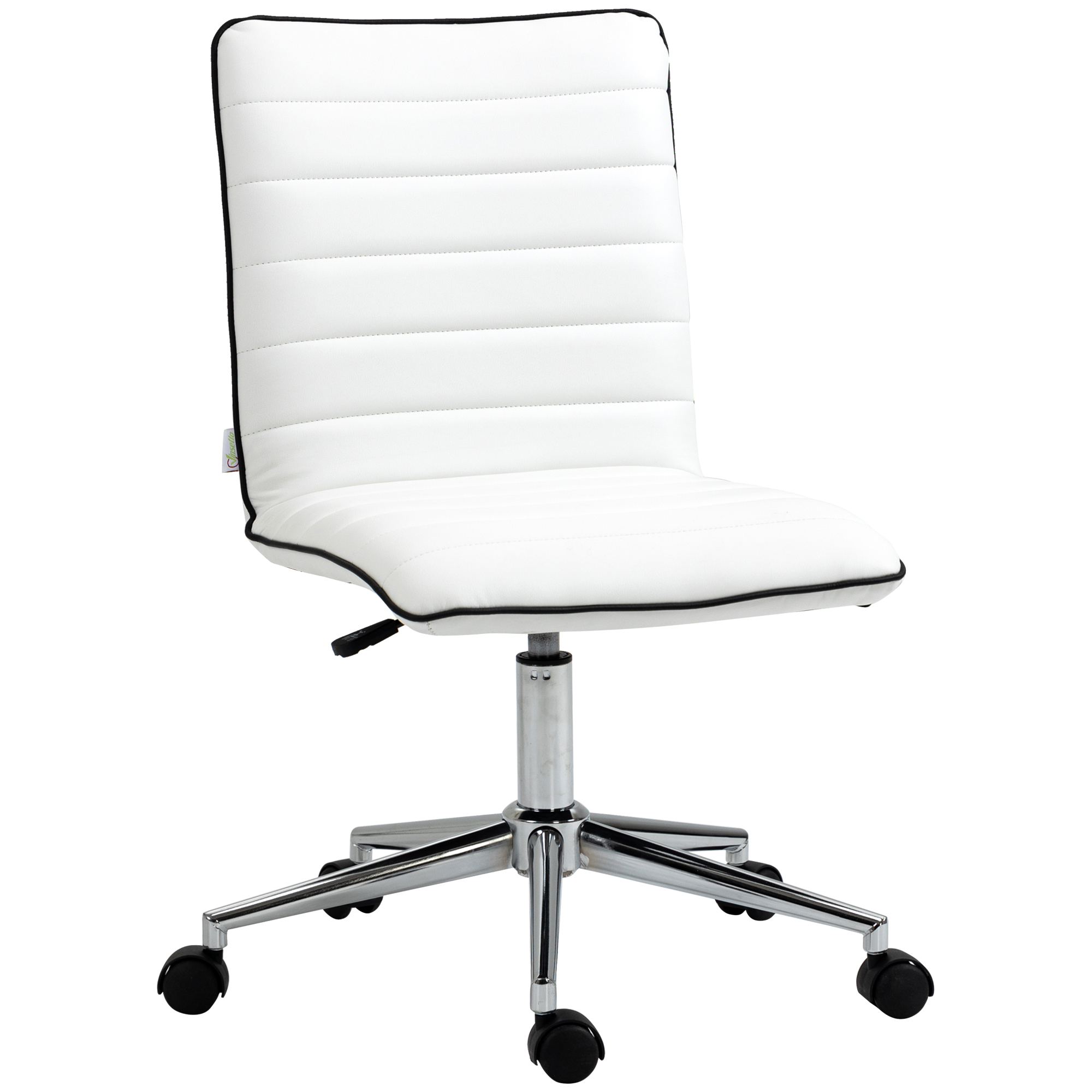 Vinsetto Designer Armless Mid Back Swivel Task Chair Ribbed Leather White | Aosom.com