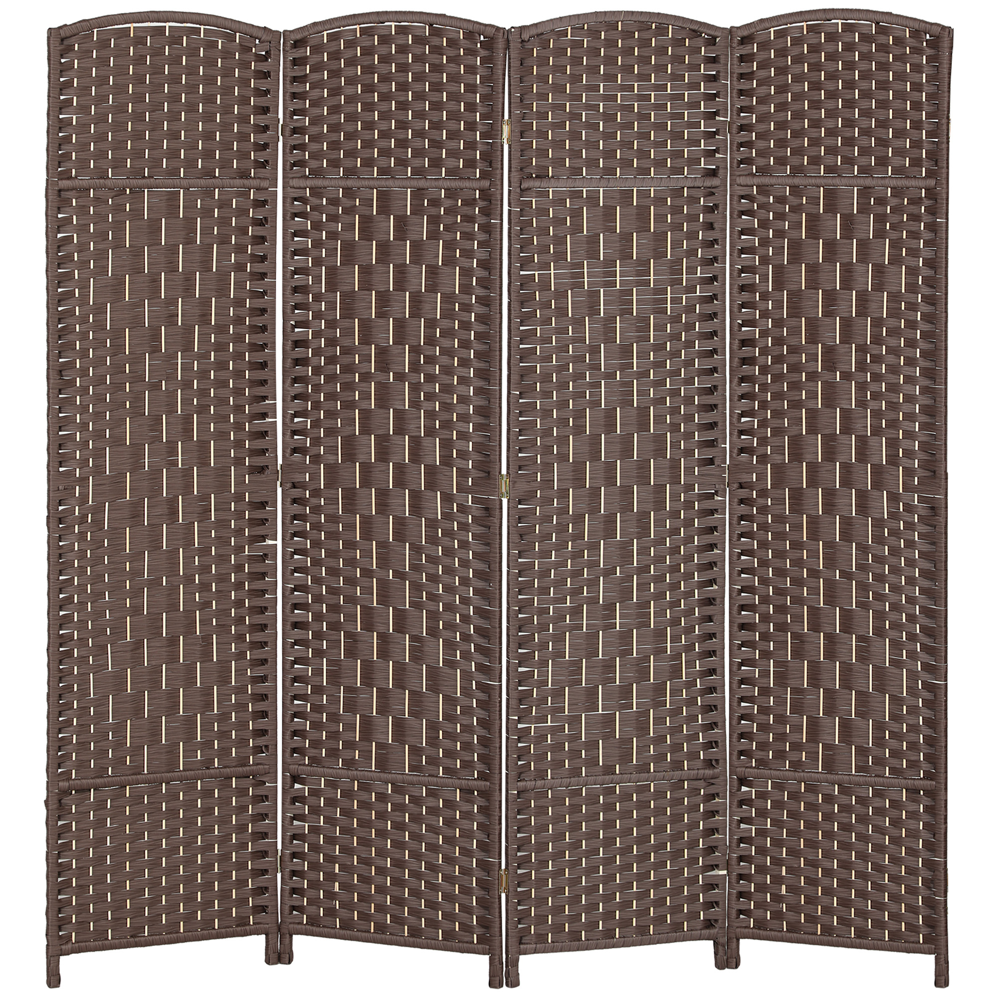 HOMCOM Folding Room Divider Screen 4 Panel 6&#039; Tall Privacy Screen Freestanding Wood Partition for Home Office, Brown