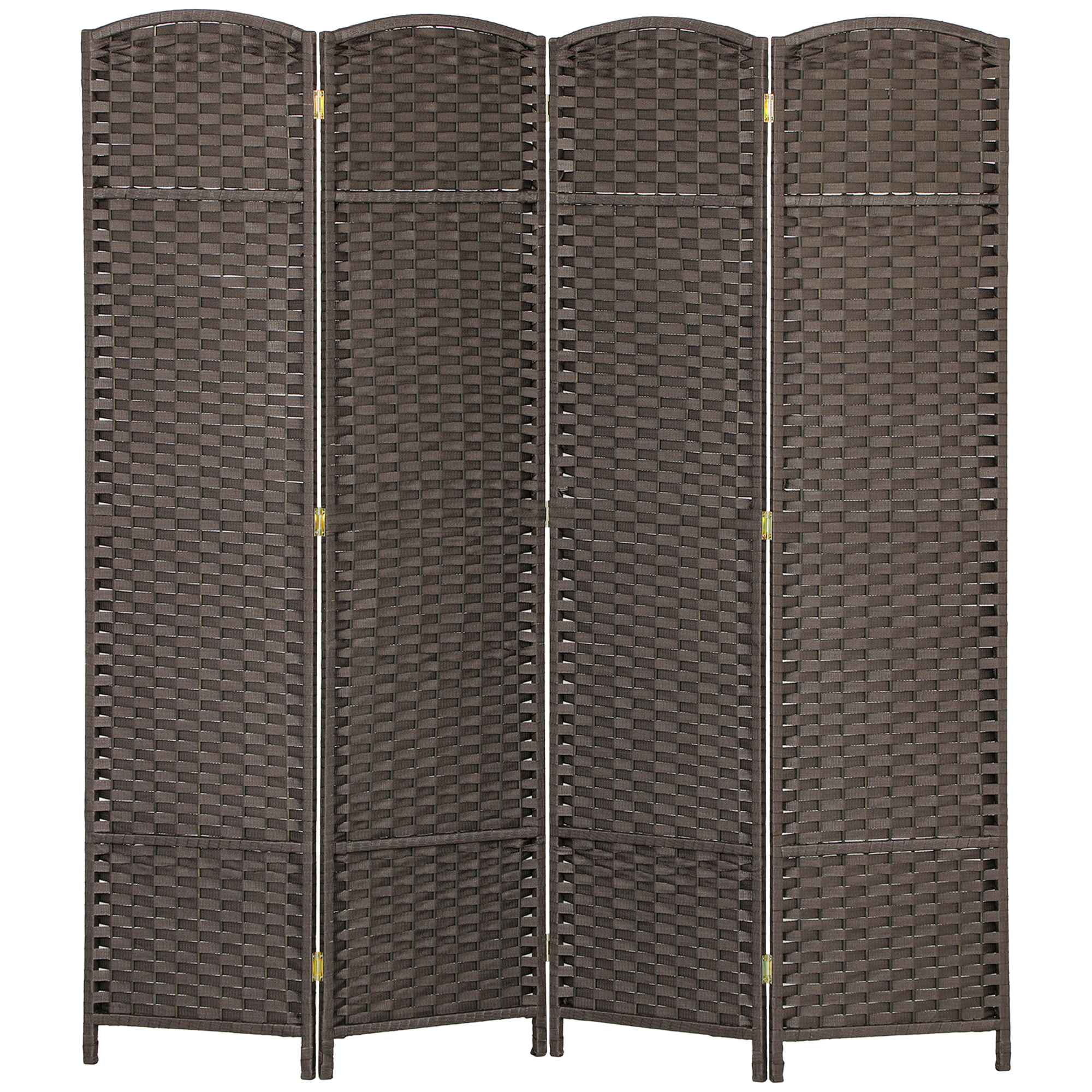 HOMCOM Folding Room Divider Screen 4 Panel 5.6 &#039; Tall Privacy Screen Freestanding Room Partition for Home Office, Brown