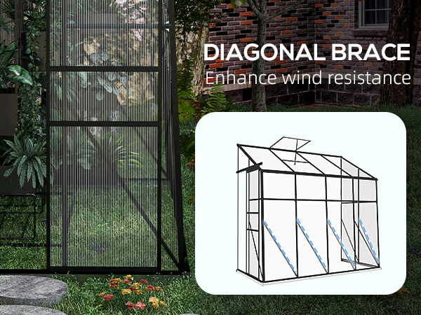 Outsunny 8' x 4' Walk-in Polycarbonate Greenhouse Lean-to