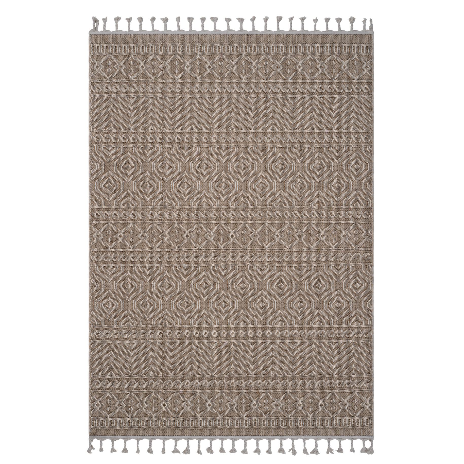Naar 6x9 Geometric Indoor Outdoor Stain-Resistant Area Rug with Medium Pile Height, Kid and Pet-Friendly Carpet, 93" L x 79" W x 0.3" H, Mocha