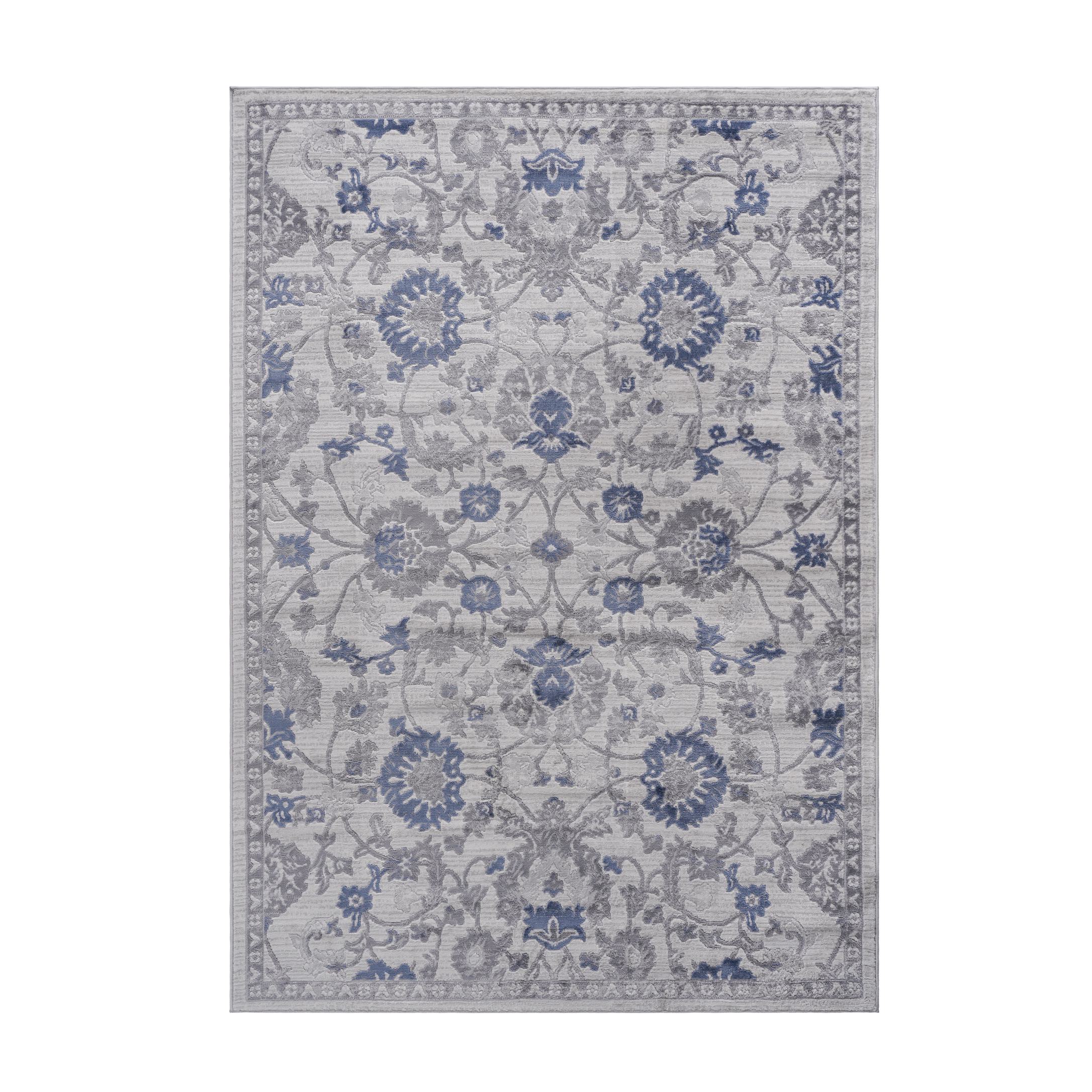 8x10 Stain-Resistant Area Rug with Cotton Backing, Medium Pile Height, Kid and Pet-Friendly Carpet, 120 L x 93 W x 0.35 H, Blue | Aosom.com