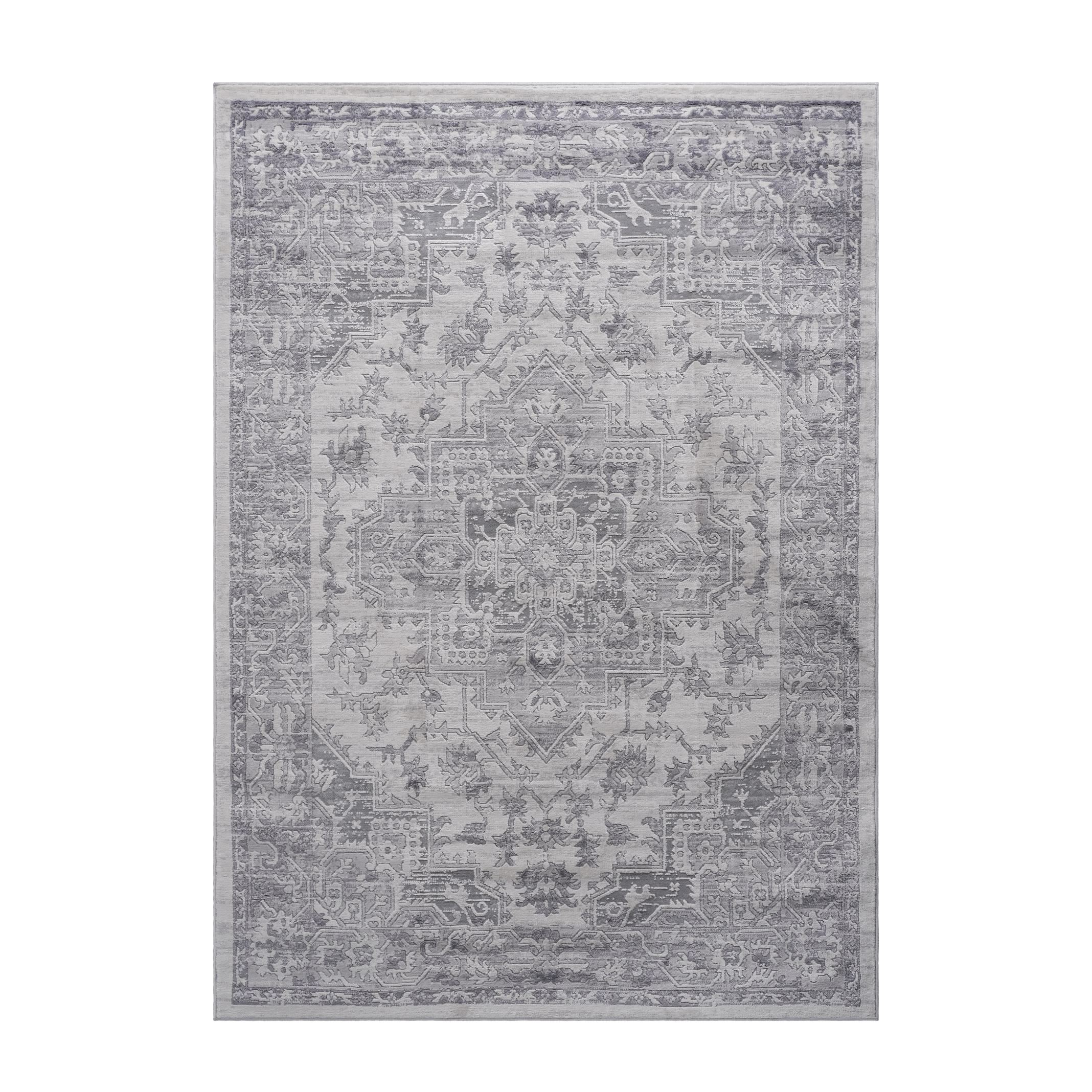 2x3 Stain-Resistant Area Rug with Non-Shedding Design and Cotton Backing, Kid and Pet-Friendly Carpet, 36 L x 24 W x 0.35 H, Silver | Aosom.com