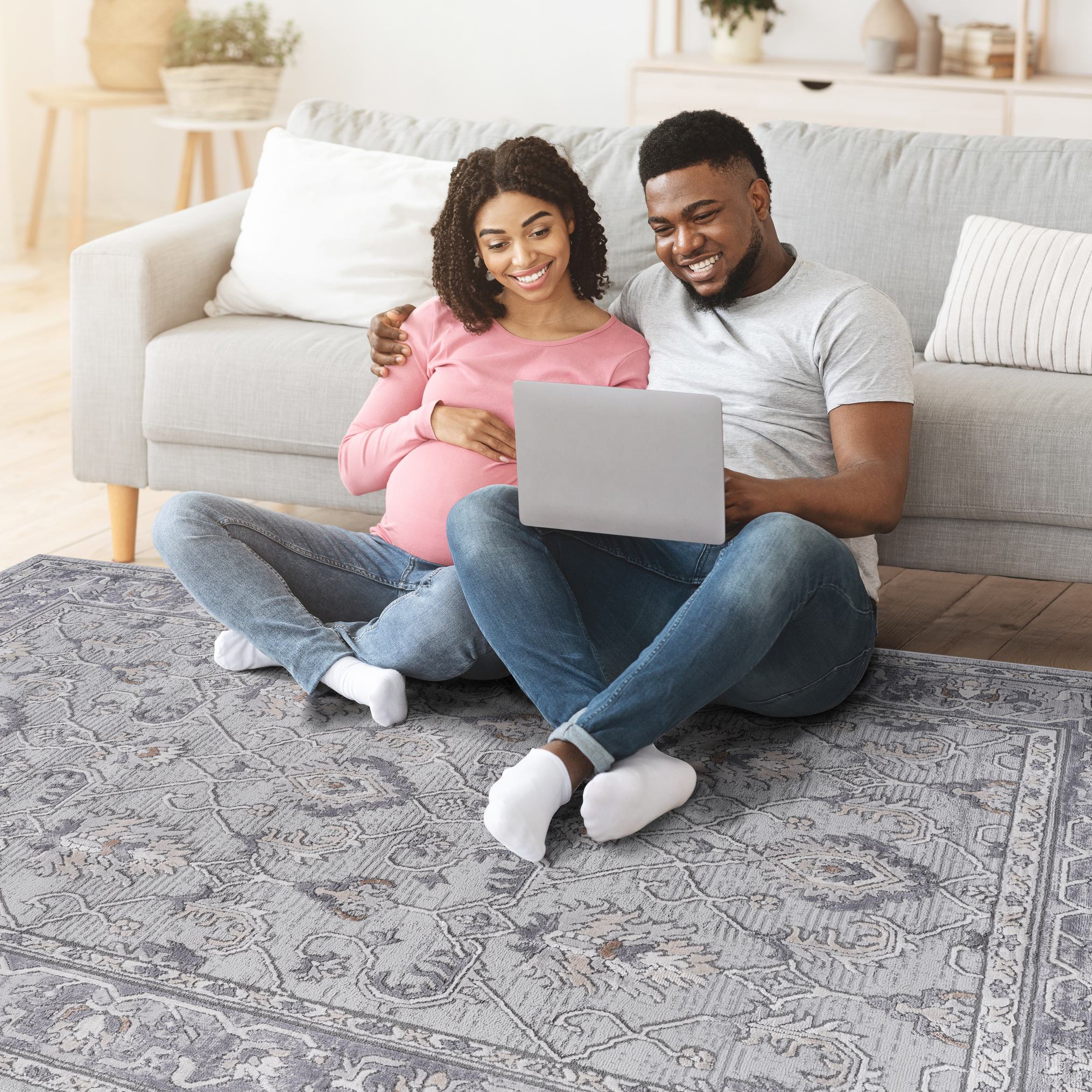 Naar 5x7 Oriental Stain-Resistant Area Rug with Cotton Backing