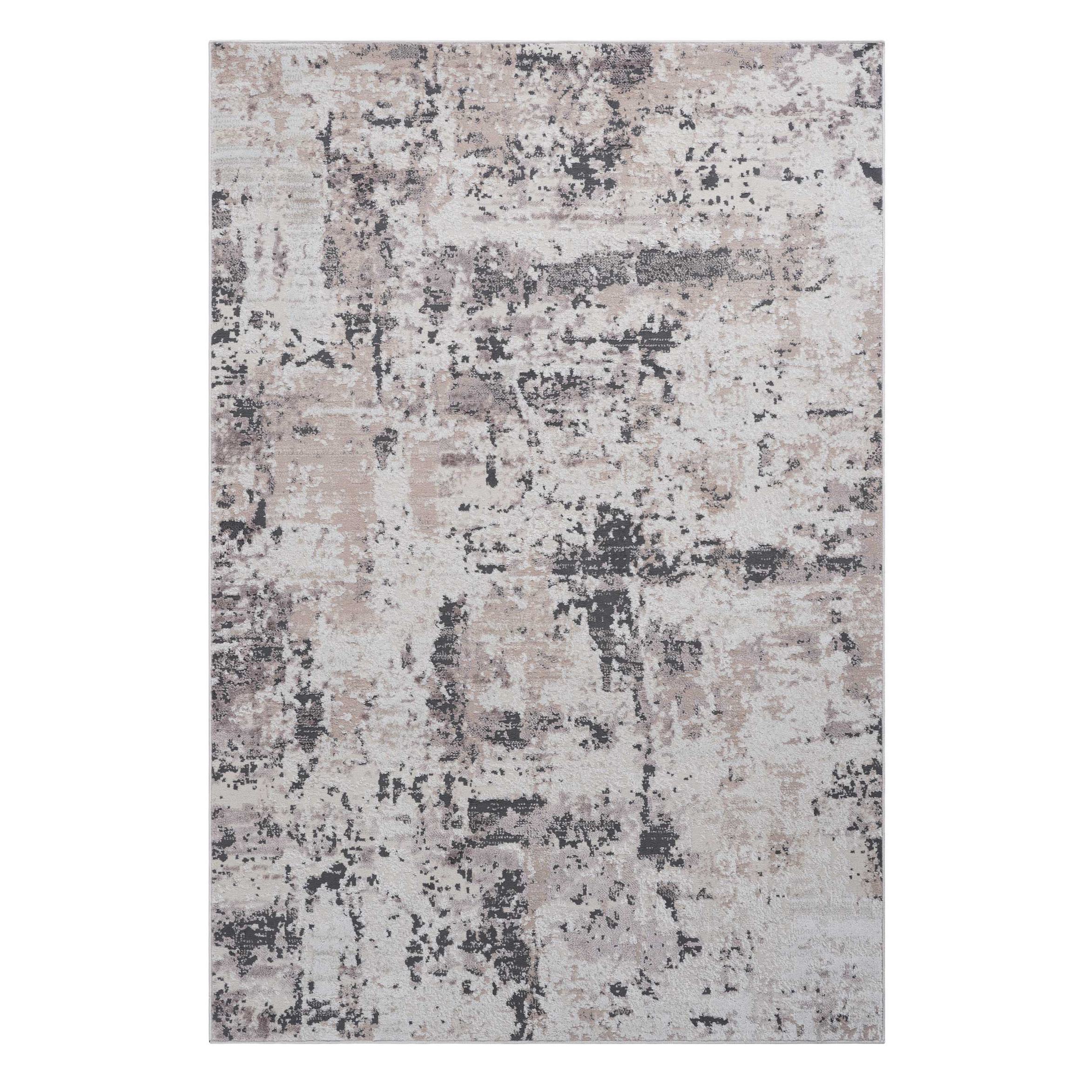 8x10 Stain-Resistant Area Rug with Cotton Backing, Medium Pile Height, Kid and Pet-Friendly Carpet, 120 L x 93 W x 0.3 H, Cream+Brown | Aosom.com
