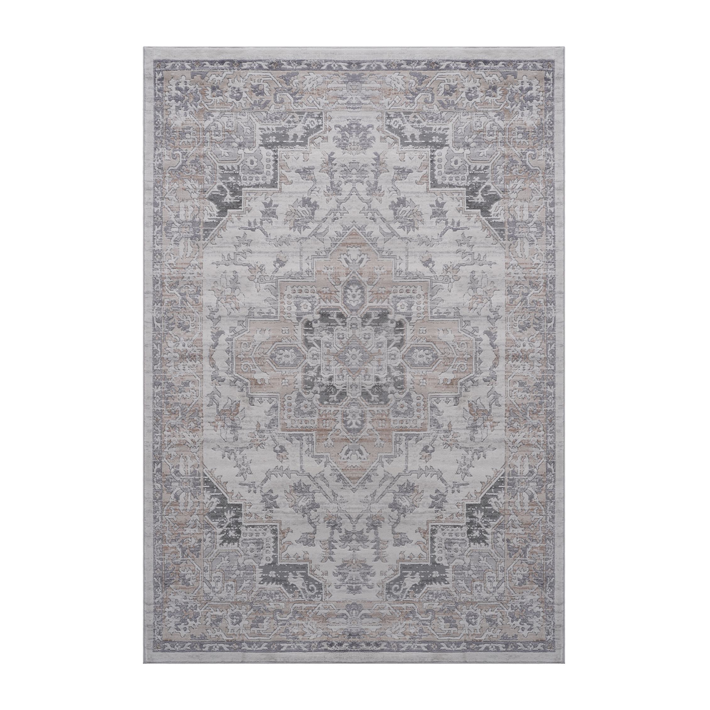 8x10 Stain-Resistant Area Rug with Cotton Backing, Medium Pile Height, Kid and Pet-Friendly Carpet, 120 L x 93 W x 0.35 H, Ivory | Aosom.com