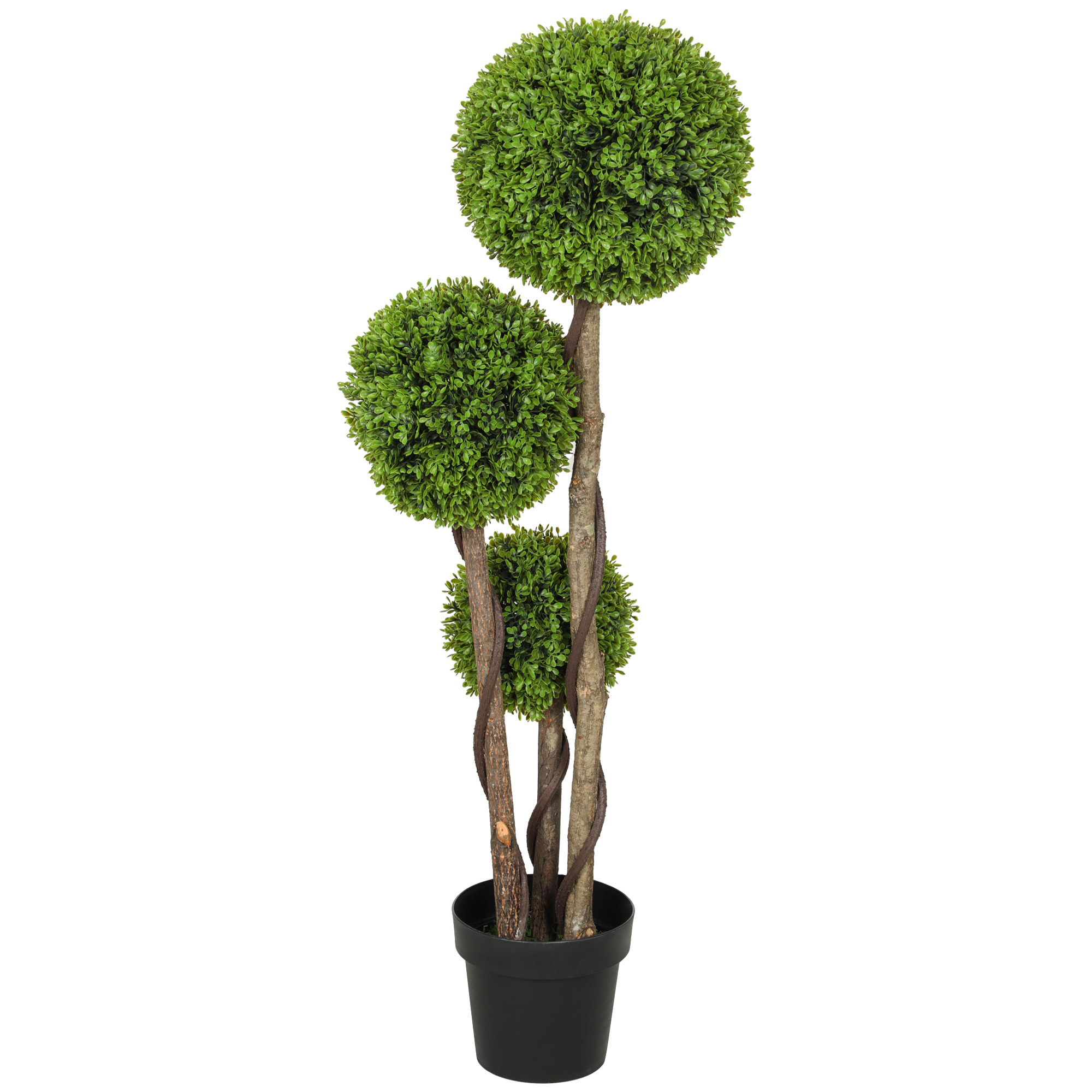 HOMCOM 45.3 Artificial Ball Boxwood Topiary Tree Fake Plant in Pot for Indoor Outdoor Living Room Decoration Light Green