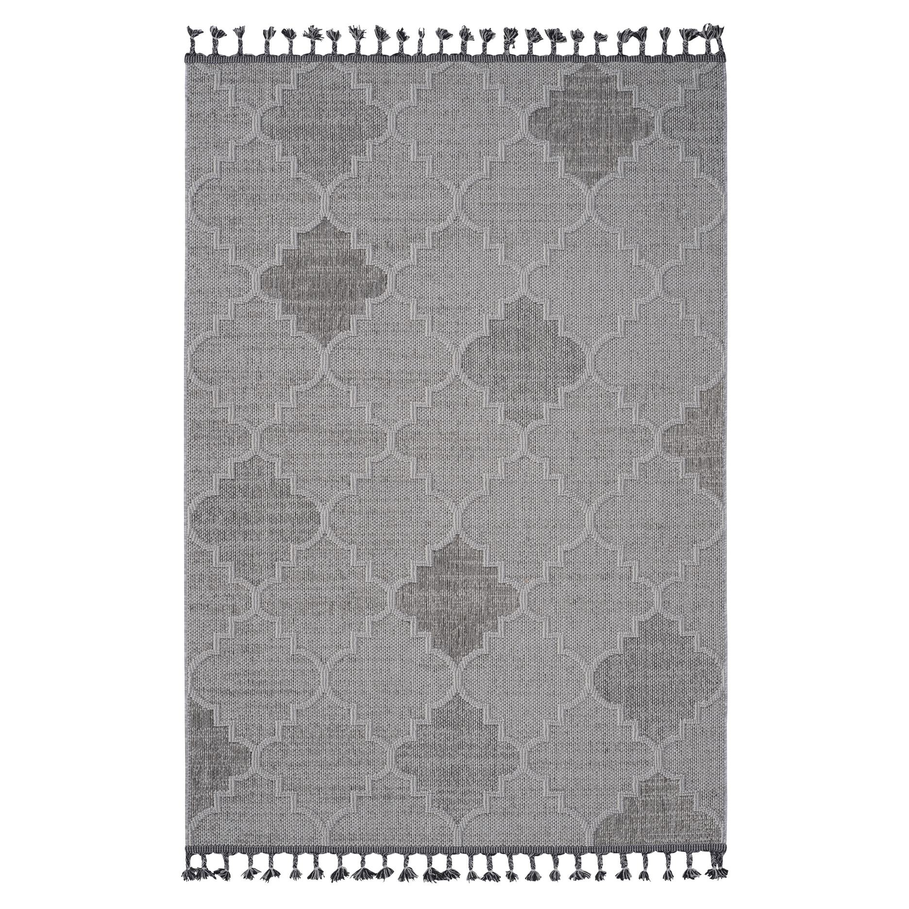 4x6 Outdoor Area Rug with Easy Maintenance, Medium Pile Height, Kid and Pet-Friendly Carpet, 74" L x 48" W x 0.3" H, White+Grey | Aosom.com