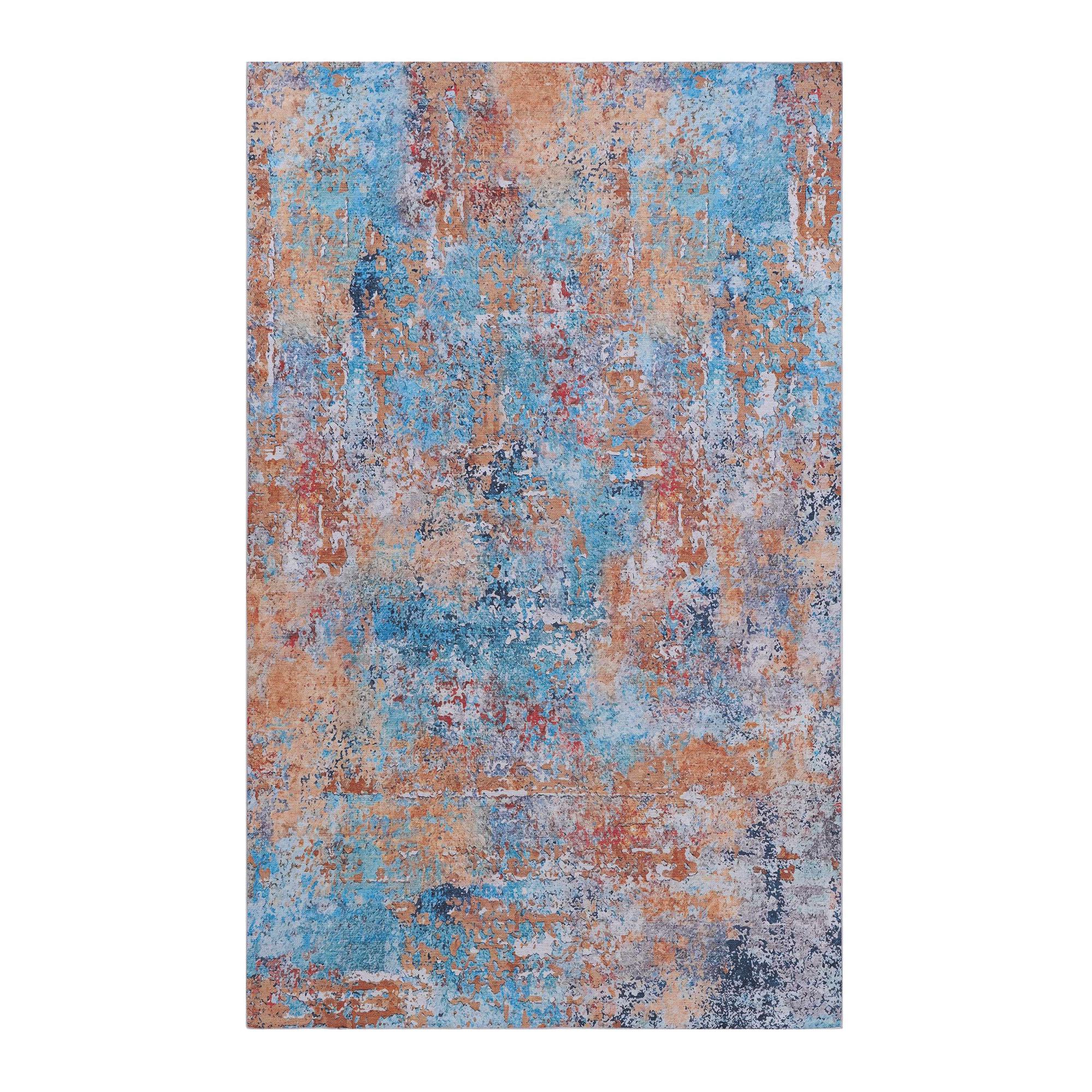 5x8 Colorful Rug with Low-Pile, Washable Carpet Pad for Living Room, Dining Room, 60" L x 96" W x 0.15" H, Multicolor | Aosom.com