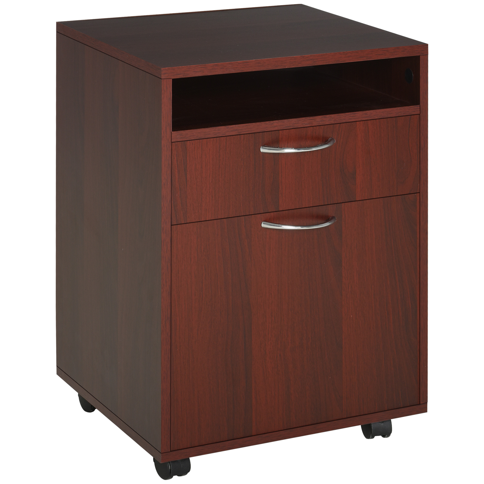 HOMCOM Mobile File Cabinet Organizer with Drawer Brown Printer Stand with Castors for Office | Aosom.com