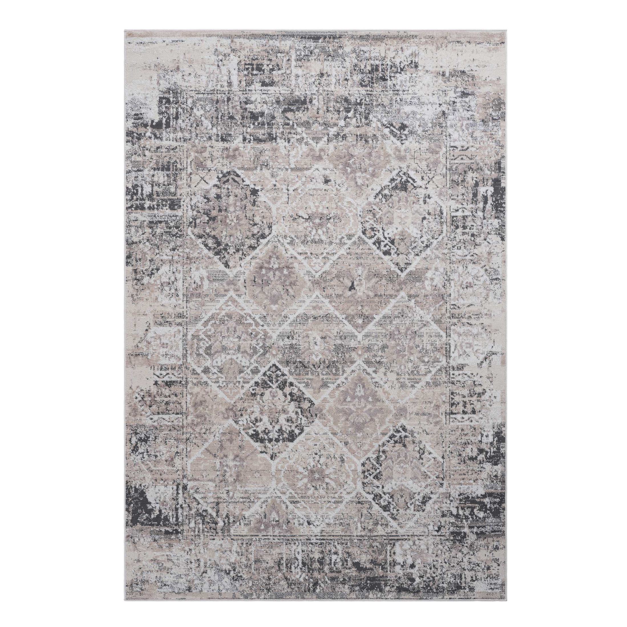 8x10 Stain Resistant Medallion Area Rug with Cotton Backing, Medium Pile Height, Kid and Pet-Friendly Carpet, 120" L x 93" W x 0.3" H, Cream
