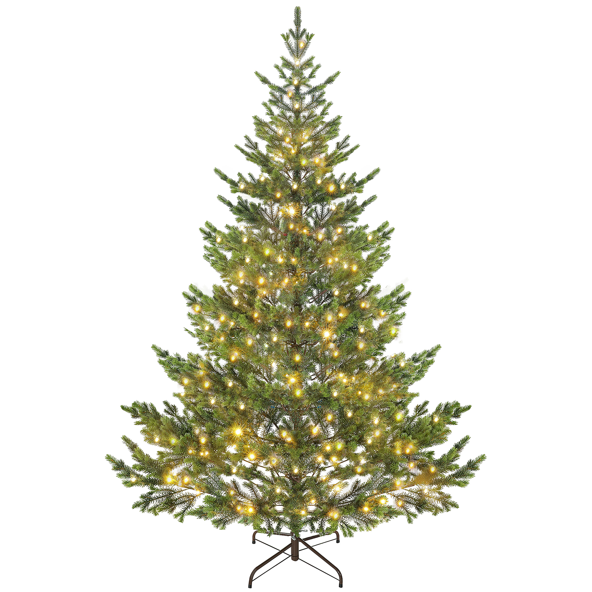 HOMCOM 7ft Artificial Lit Christmas Tree, Sparse Cedar Tree w/ LED Lights &amp; 2931 Tips, Includes Stand, Perfect for Party Holiday | Aosom.com
