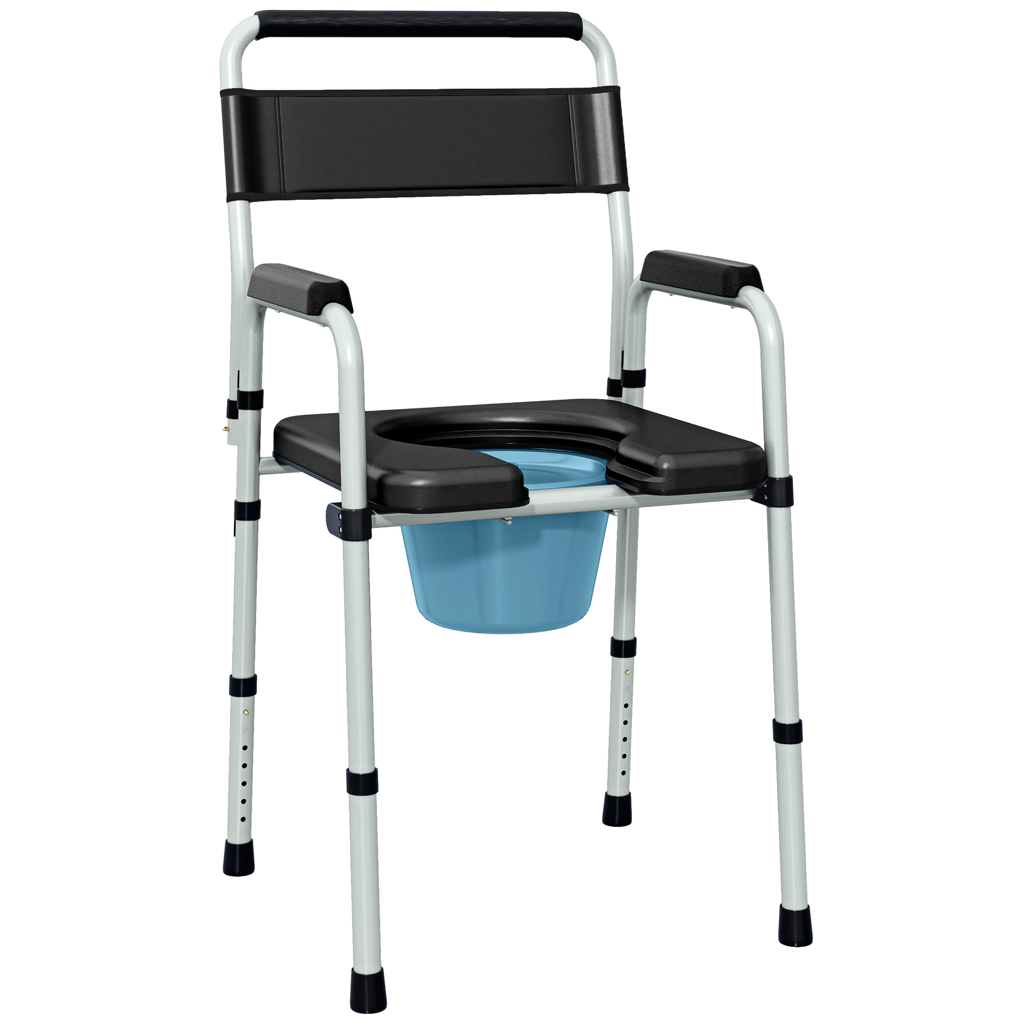 HOMCOM Bedside Commode Chair for Seniors, Adults, Handicap, Raised Toilet Seat with Arm, Adjustable Height, 300 lbs, Black