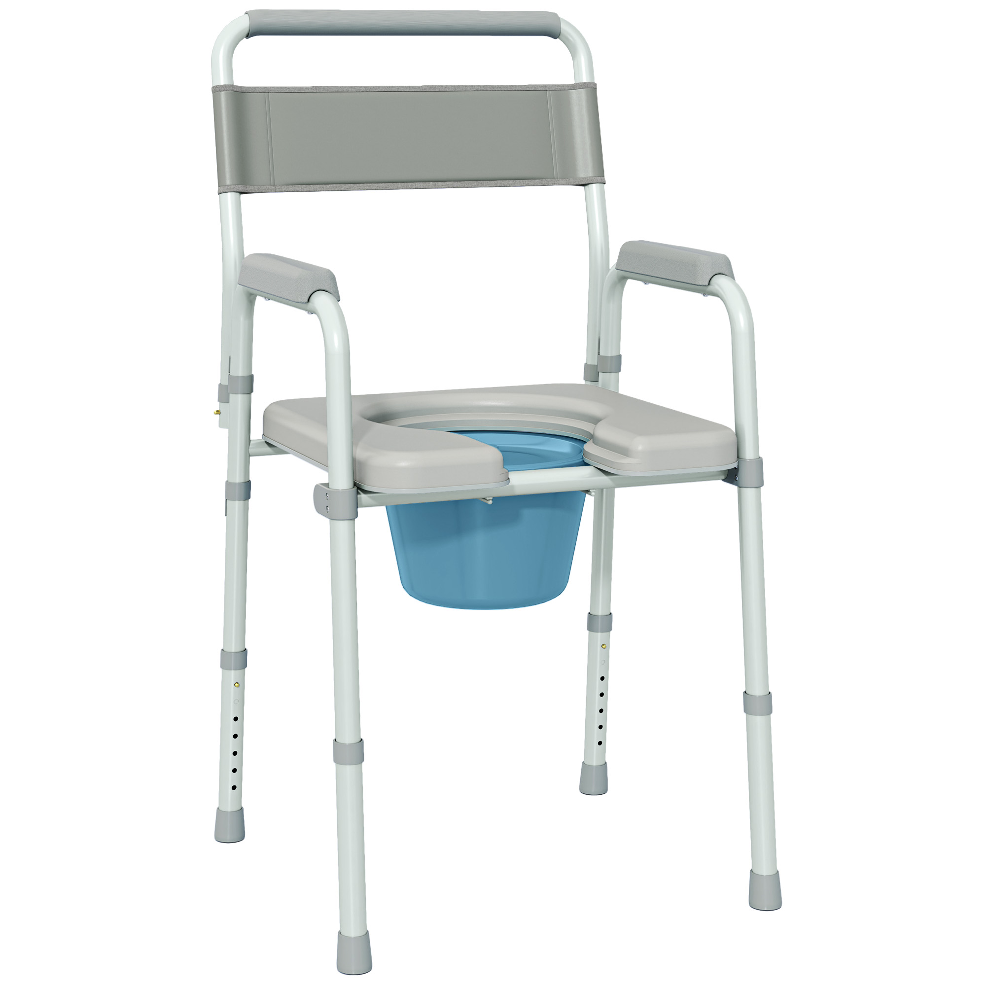 HOMCOM Bedside Commode Chair for Seniors, Adults, Handicap, Raised Toilet Seat with Arm, Adjustable Height, 300 lbs, Gray