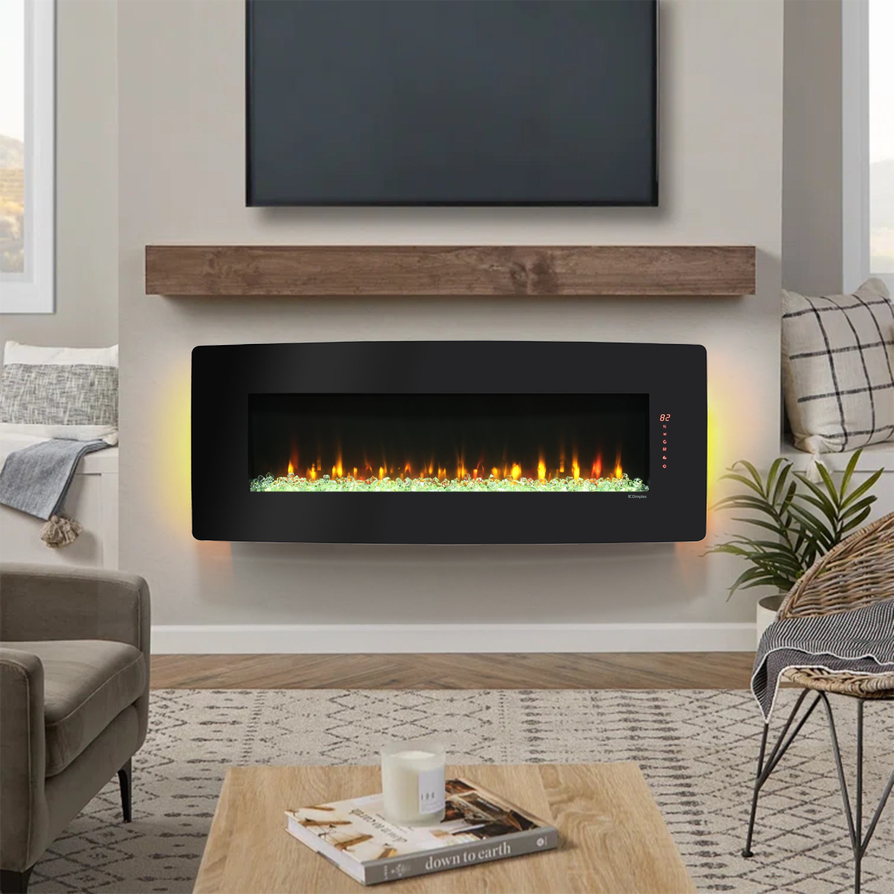 48 Remote Curved Wall Mounted Electric Fireplace with Multi-Color Flame, and Adjustable Backlight for Living Room, Bedroom, Antique Black| Aosom.com