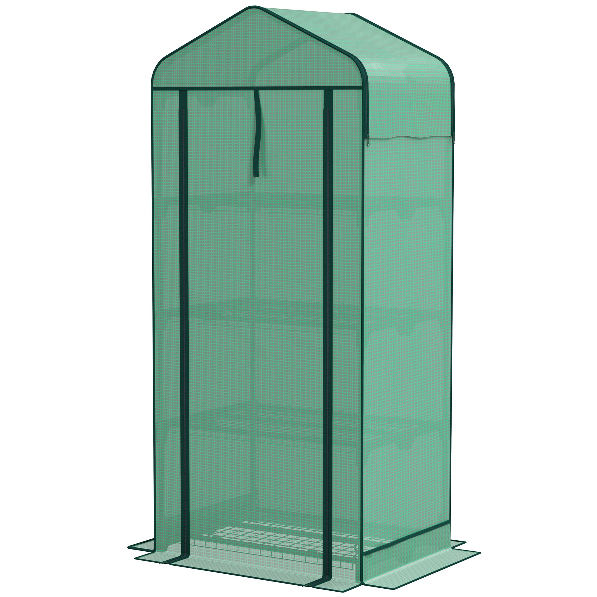 Outsunny Mini Greenhouse with Screen Roof, 4 Tier Portable Small Greenhouse with High Strength PE Cover, Green