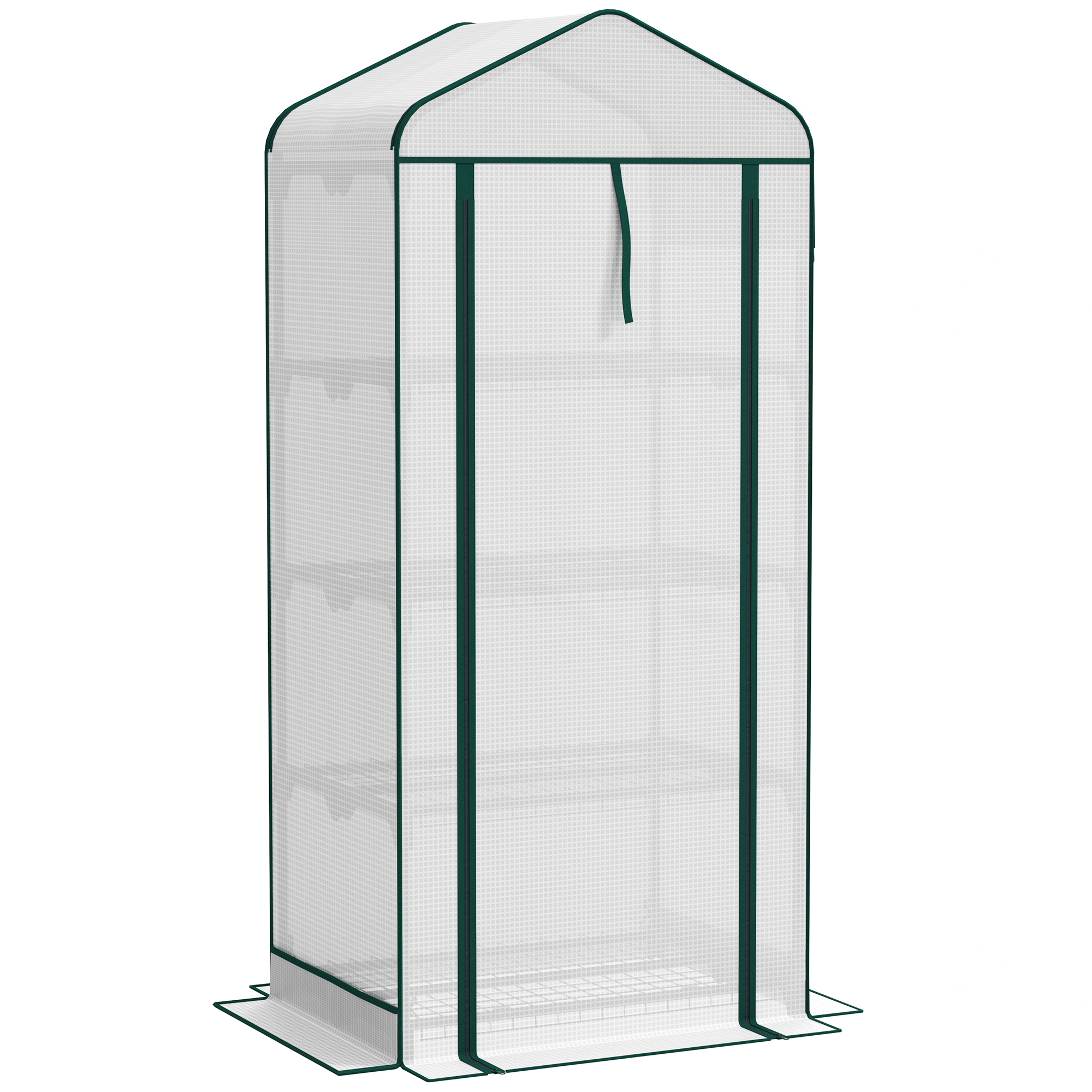 Outsunny Mini Greenhouse with Screen Roof, 4 Tier Portable Small Greenhouse with High Strength PE Cover, White