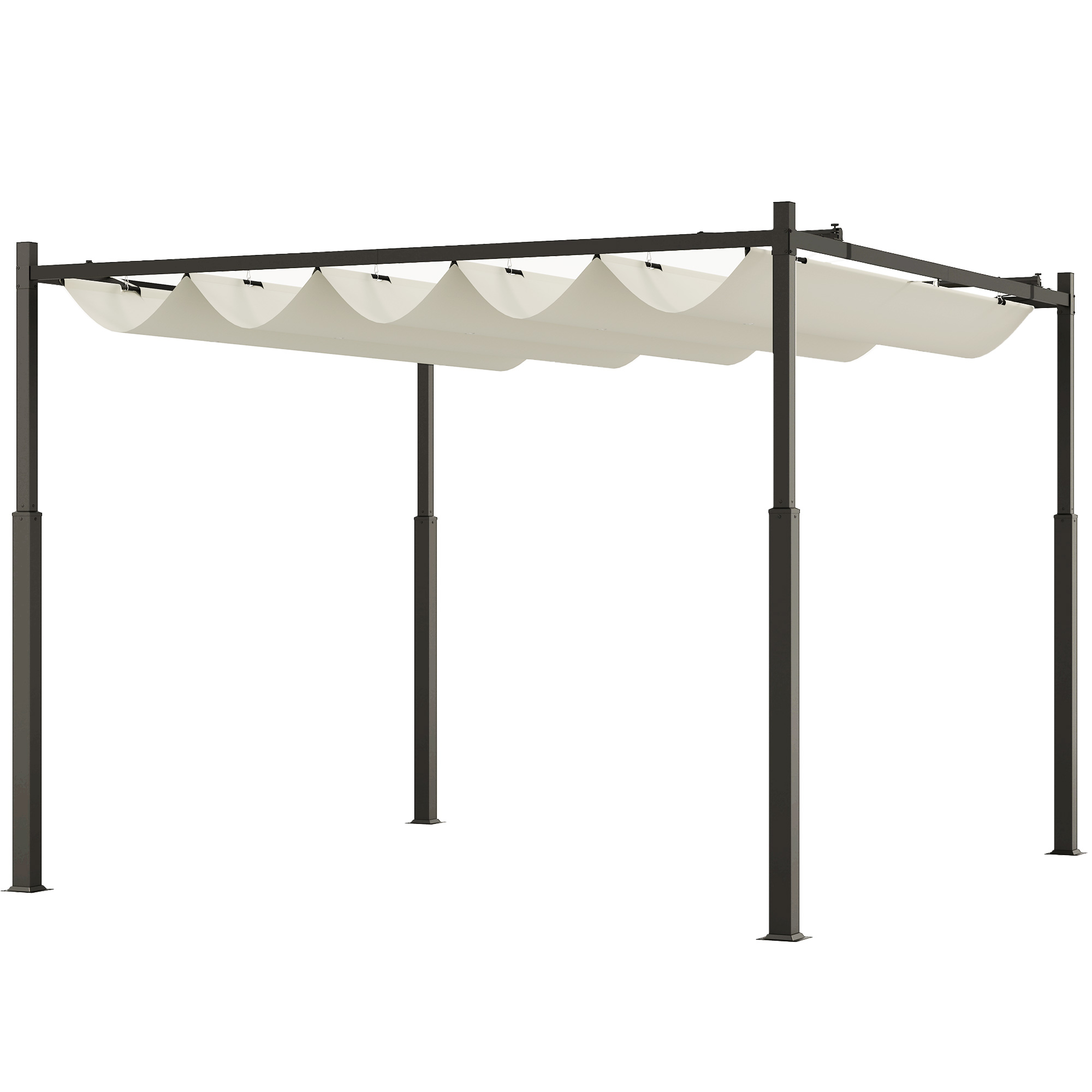Outsunny 10&#039; x 10&#039; Retractable Pergola Canopy with Magnetic Fixture, UPF30+ Outdoor Pergola, Cream White