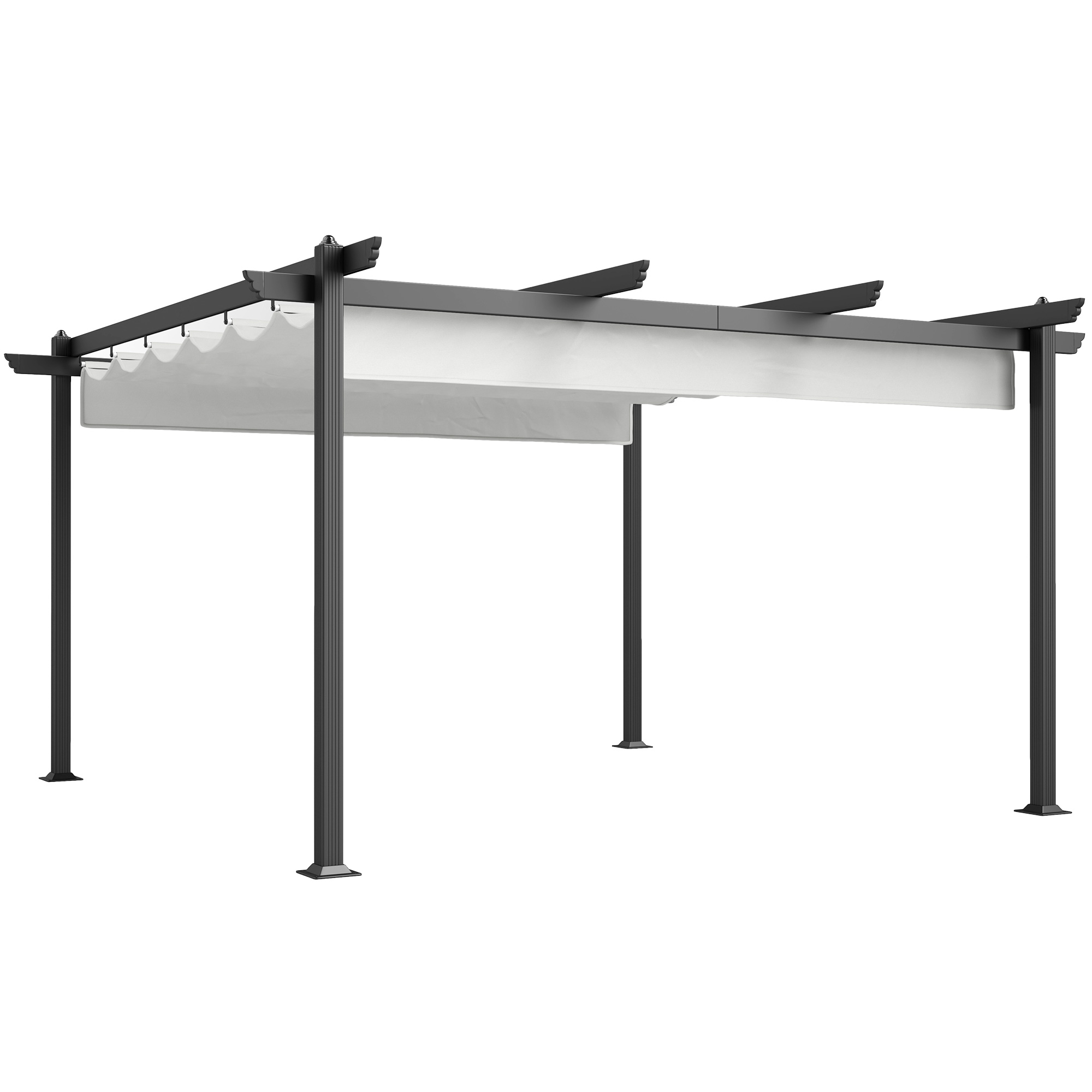 Outsunny 13&#039; x 13&#039; Aluminum Retractable Pergola Canopy, Outdoor Pergola for Garden, Patio, Backyard, Deck, White