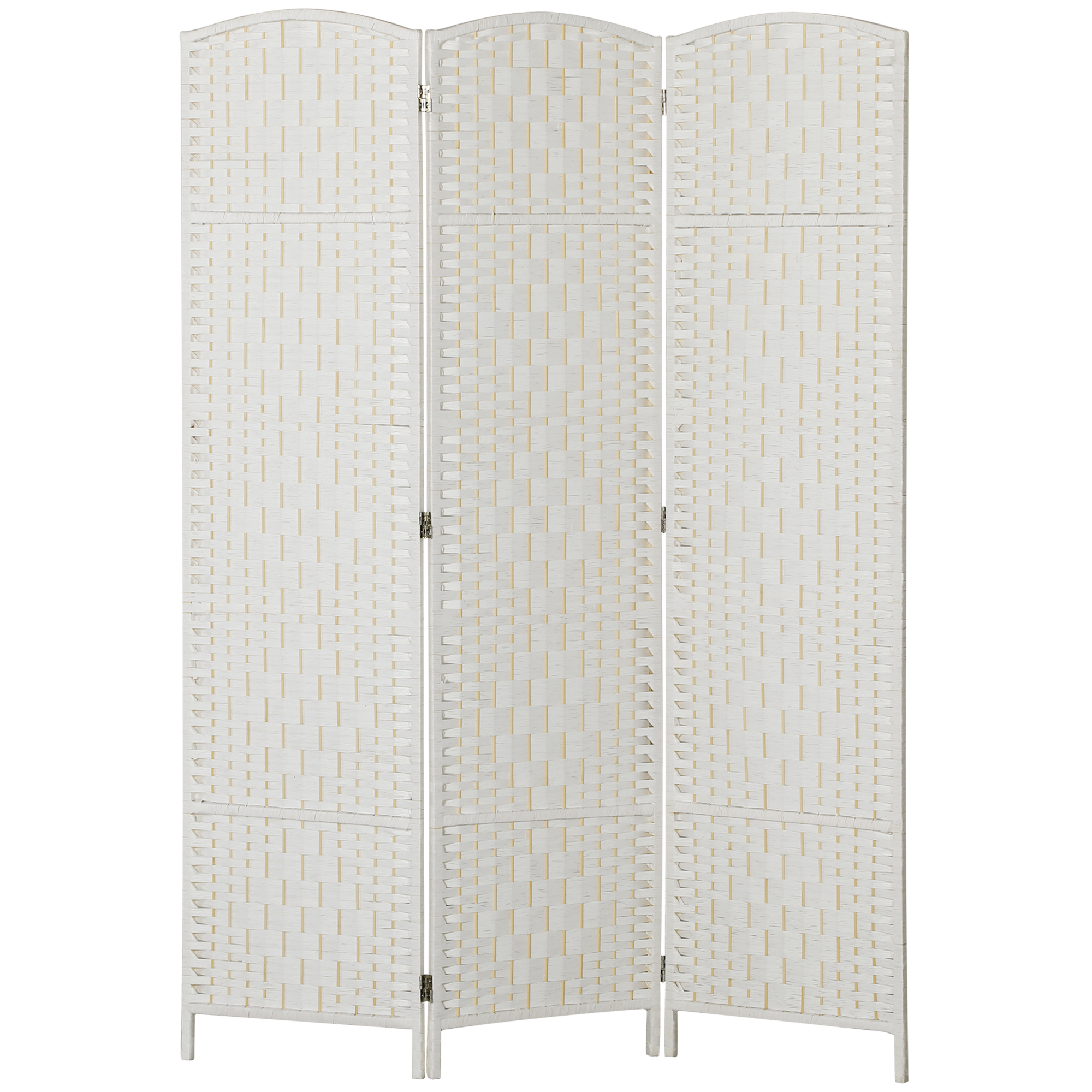 HOMCOM Room Divider, 3 Panel Folding Privacy Screen, 6FT Tall Portable Weave Partition Wall Divider for Bedroom, White