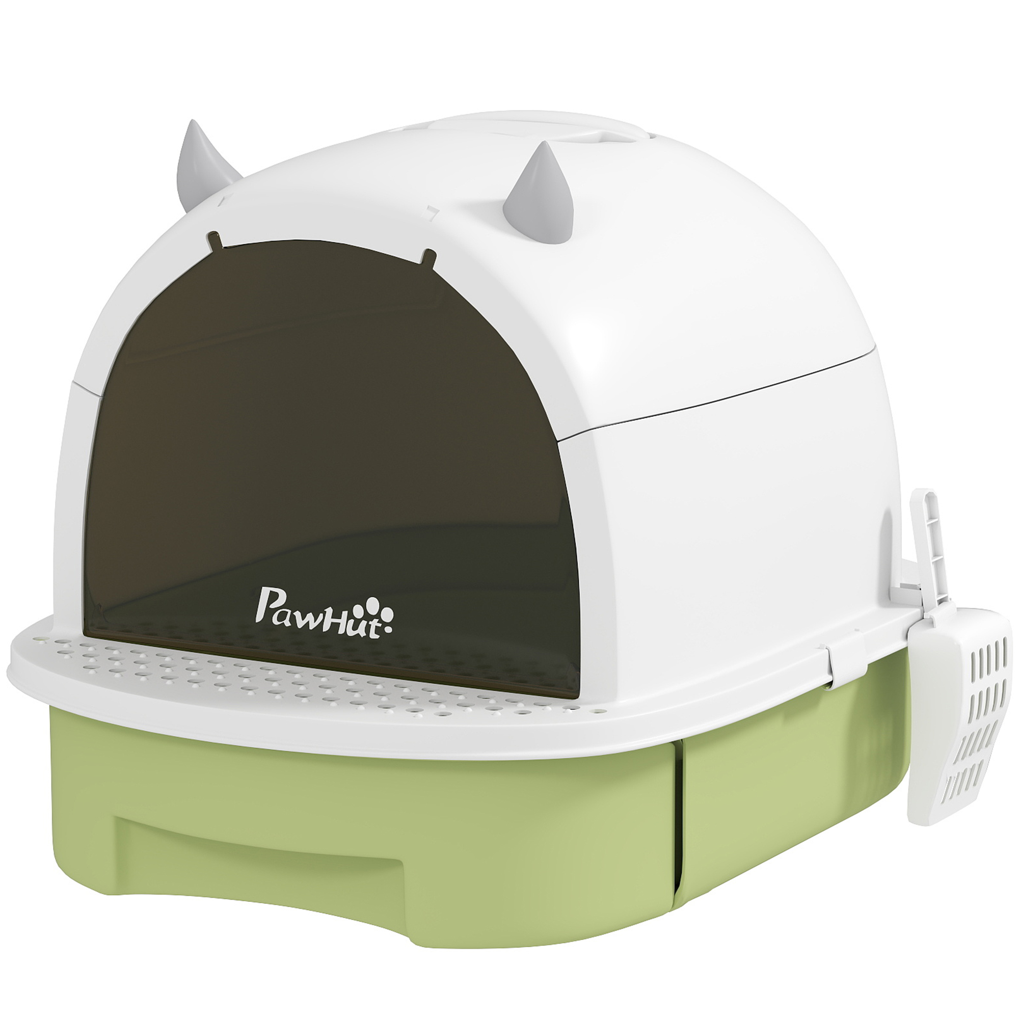 PawHut Covered Cat Litter Box with Lid, Scoop, Deodorizing Bags for Odor Control, Privacy, Easy to Clean, Green