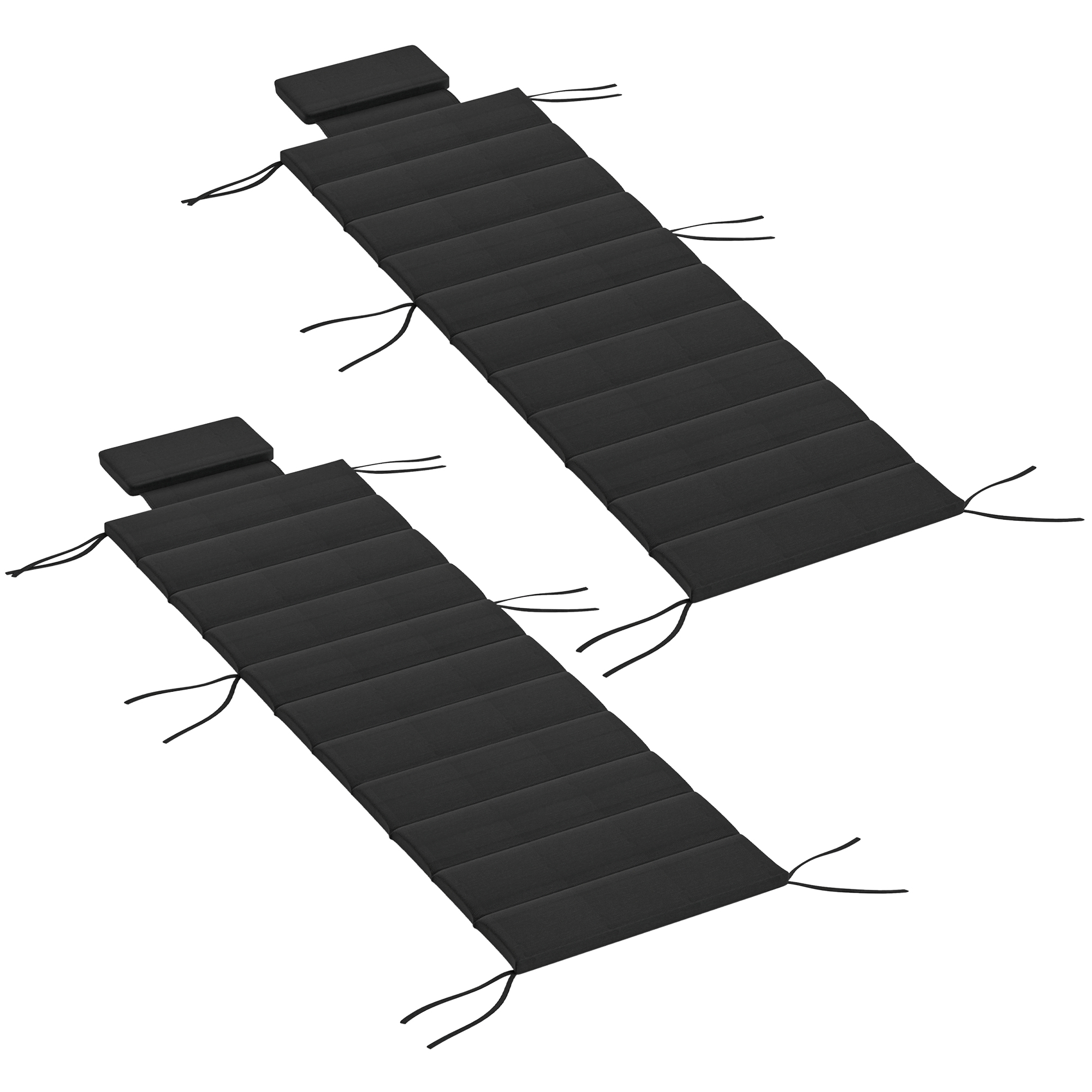 Outsunny Foldable Chaise Lounge Cushion Set of 2, Outdoor Lounge Chair Cushion Set, UPF50+ 230gsm Olefin, 80 x 26 Black