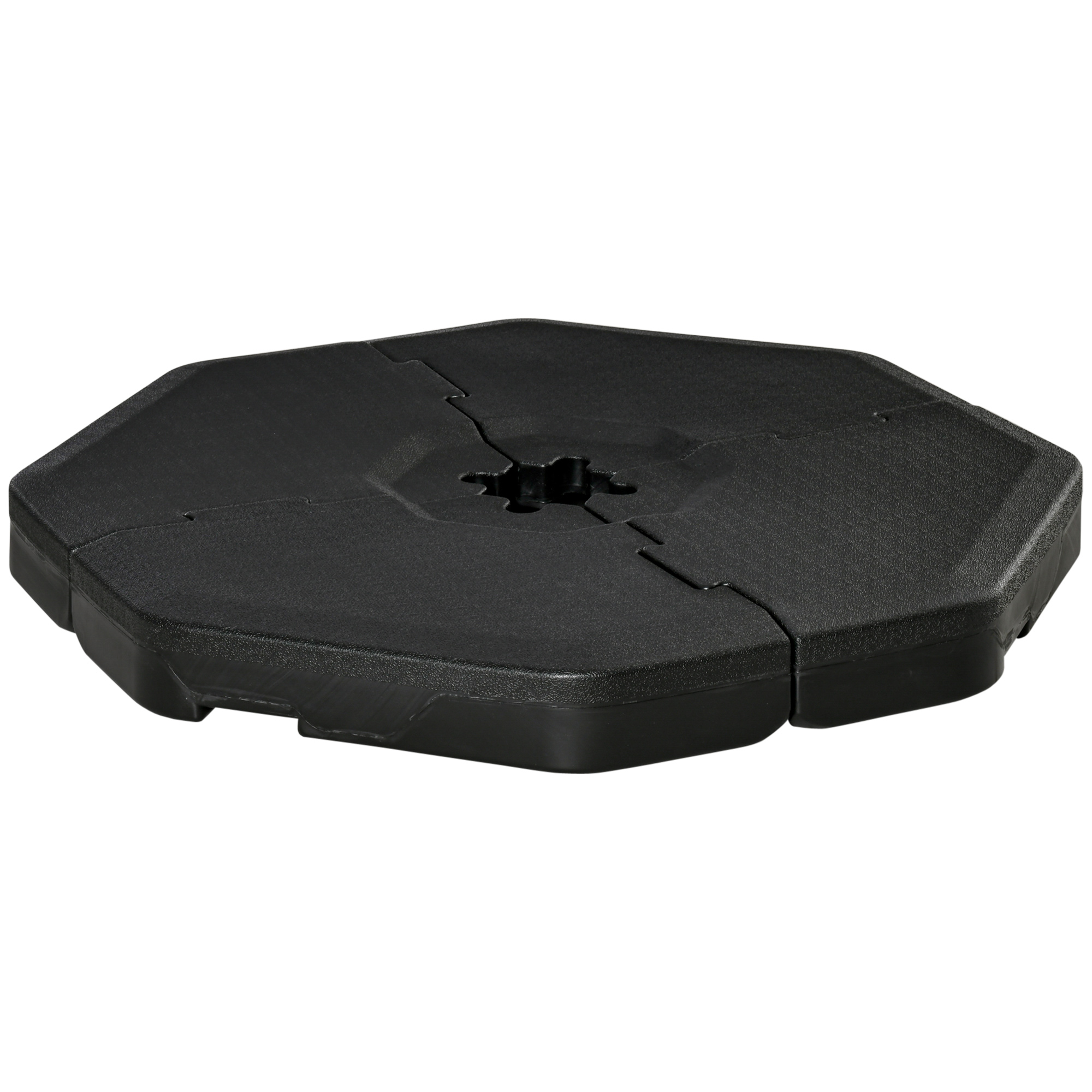 Outsunny 4 PC Patio Umbrella Base, Outdoor Hexagon Stand Cantilever Offset Umbrella Weights with Easy-Fill Spouts, 229 lb. Capacity Water, Black