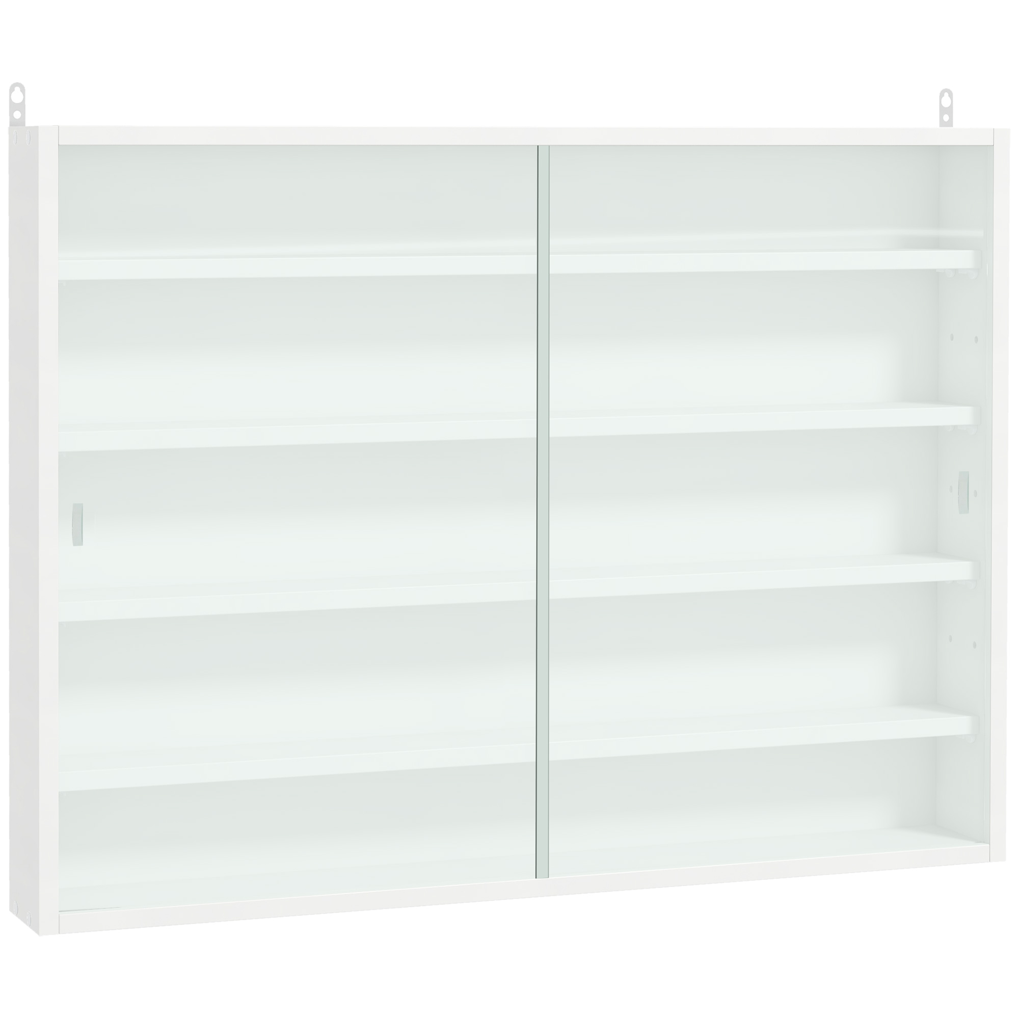 HOMCOM 5-Tier White Display Cabinet with Glass Doors &amp; Adjustable Shelves, Wall-Mounted | Aosom.com