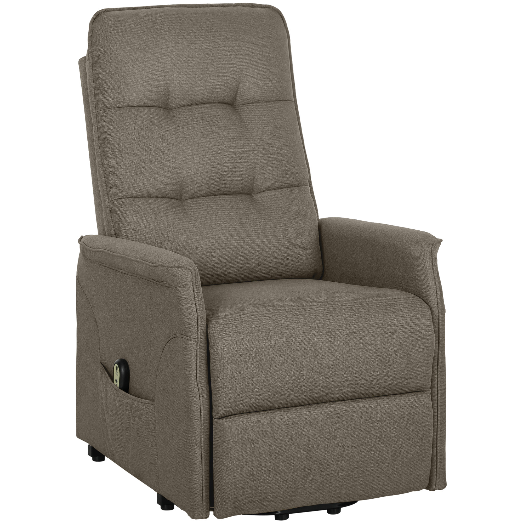 HOMCOM Power Lift Chair for Elderly, Fabric Recliner Sofa with Remote Control, Side Pockets, Quick Assembly, Coffee