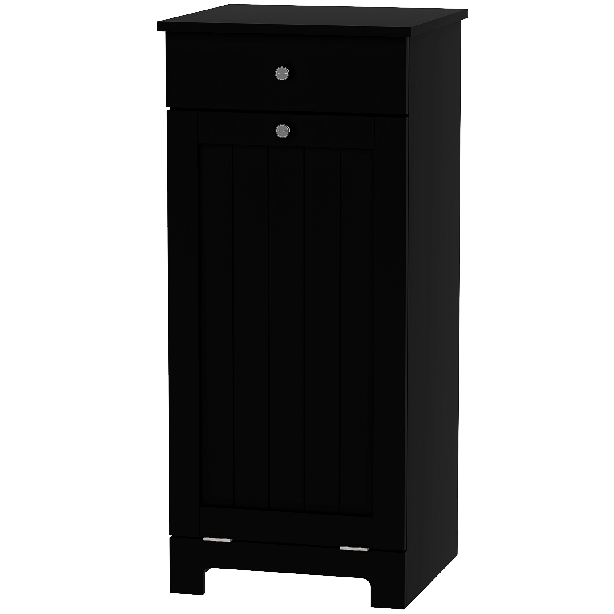 HOMCOM Laundry Hamper Cabinet, Laundry Cabinet with Tilt Out Laundry Basket and Drawer, Black