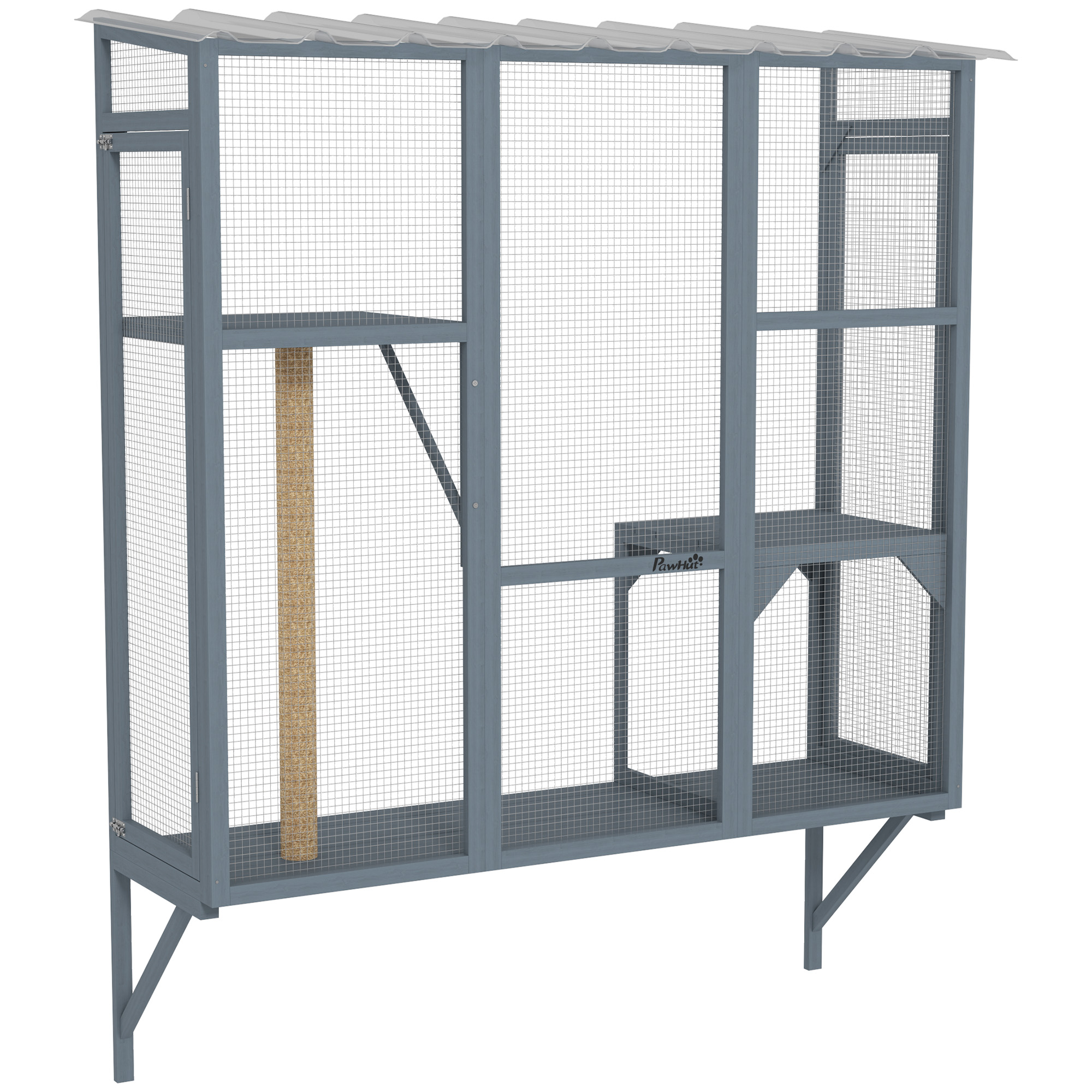 Illustration of Large Parrot Enclosures With Wheelbarrow System And Scratching Posts