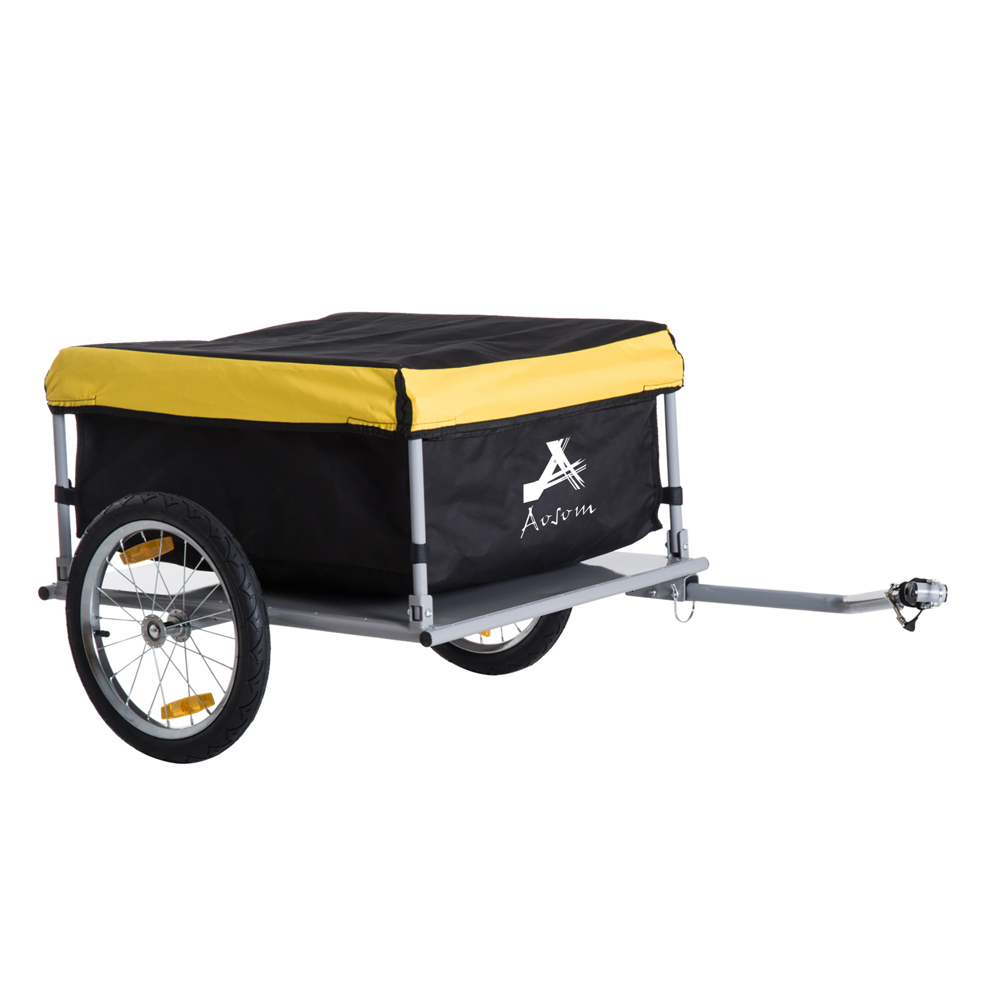 Aosom Bicycle Cargo Trailer, Yellow, Two-Wheel Bike Luggage Wagon with Removable Cover | Aosom.com