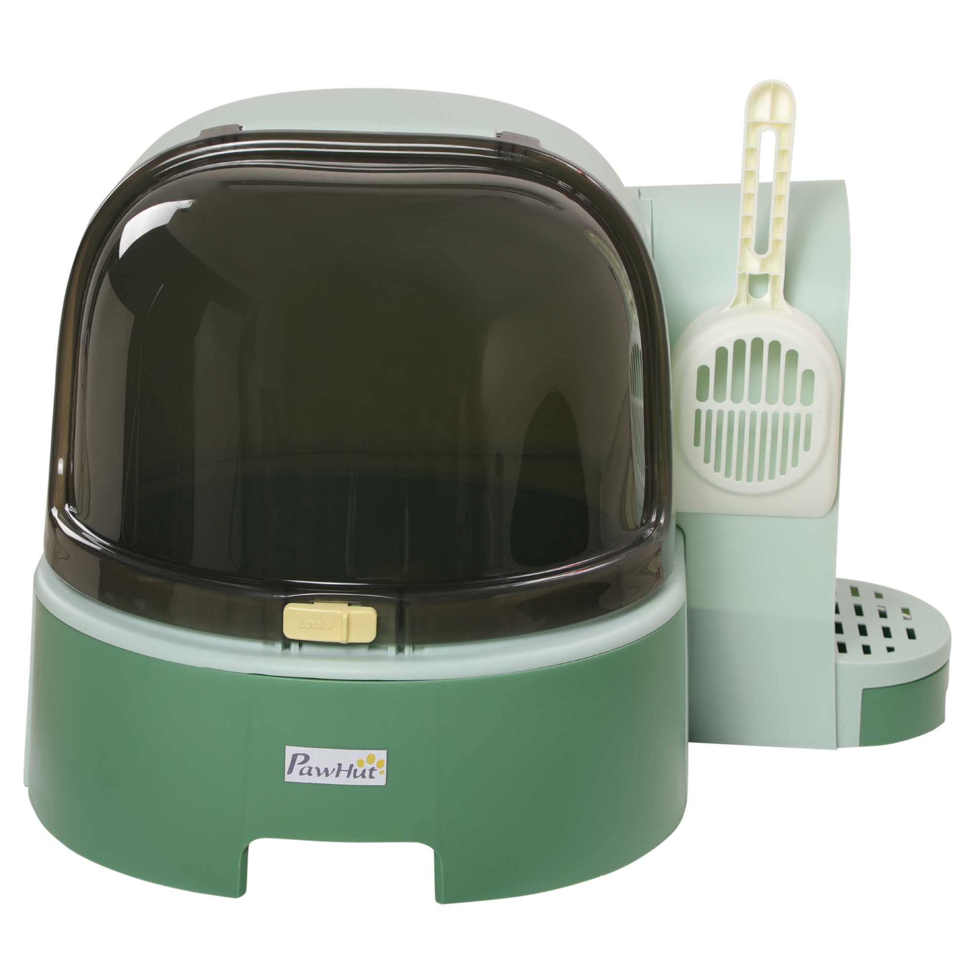 PawHut Cat Litter Box with Lid, Covered Litter Box Easy to Clean Open Including openable Front Cover, Litter Scoop, Green